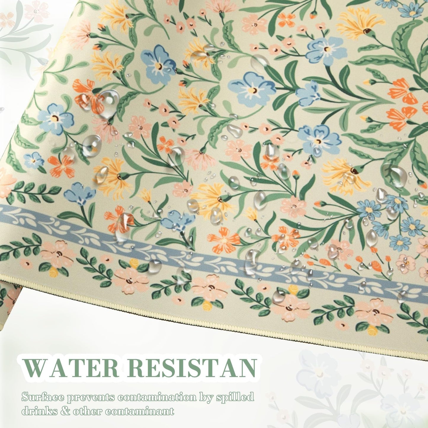 iCasso Desk Mat for Office Decor,35.4 x 15.7 in,Cute Green Floral