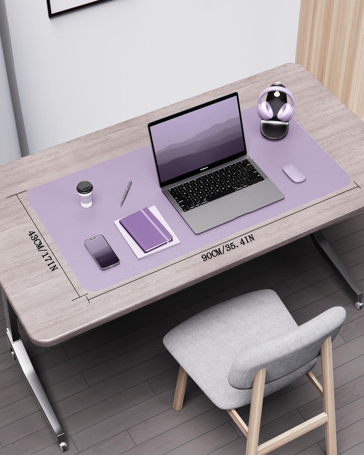 YSAGi Double-Sided Desk Pad, 35.4"x17"Leather Desk Mat, Eco Cork Desk Pad Protector,Large Mouse