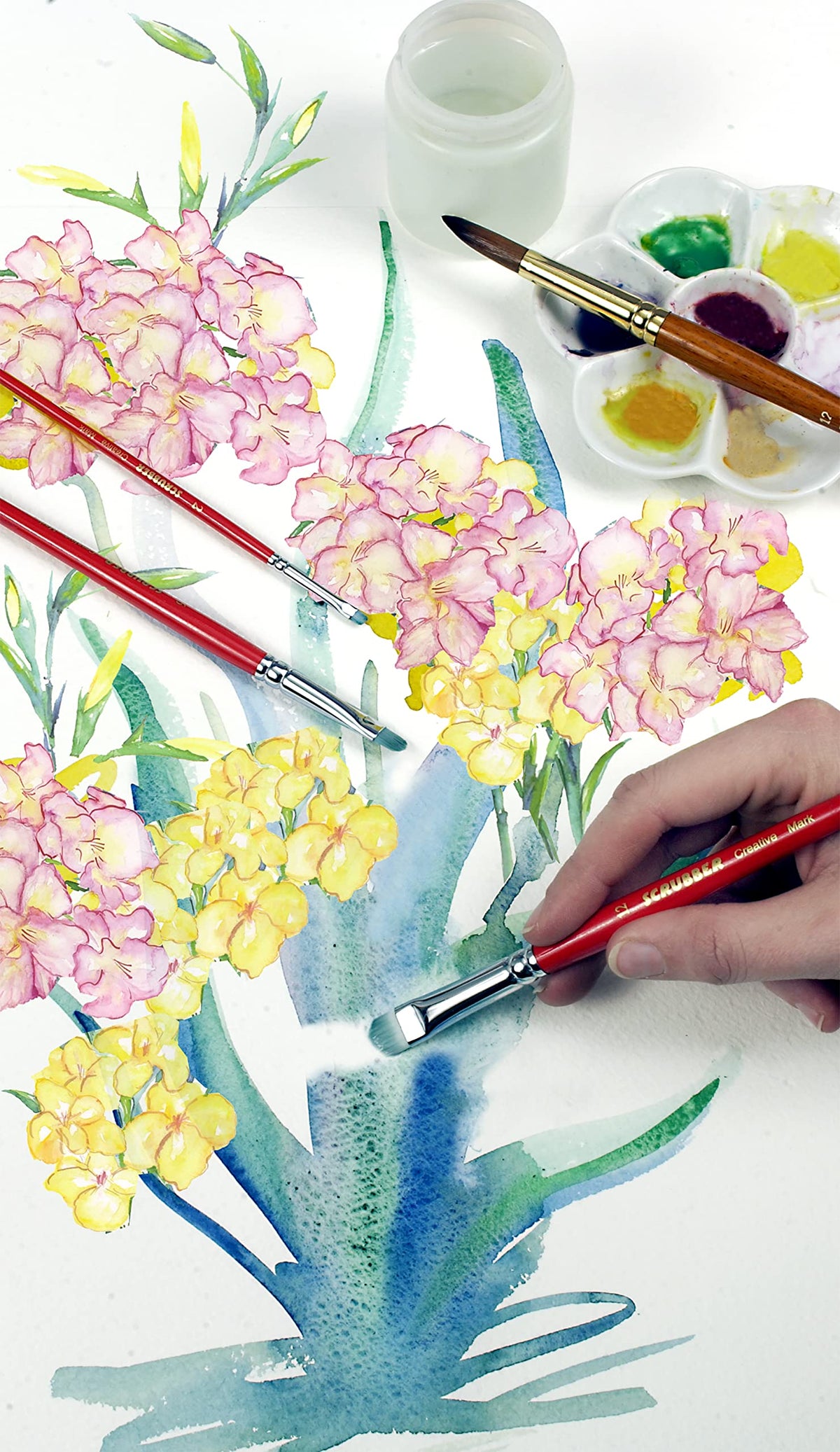 Creative Mark Scrubber Watercolor Brushes - Professional Watercolor Brushes for Scrubbing