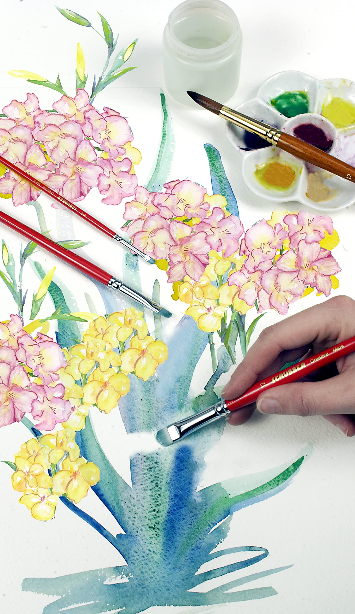 Creative Mark Scrubber Watercolor Brushes - Professional Watercolor Brushes for Scrubbing