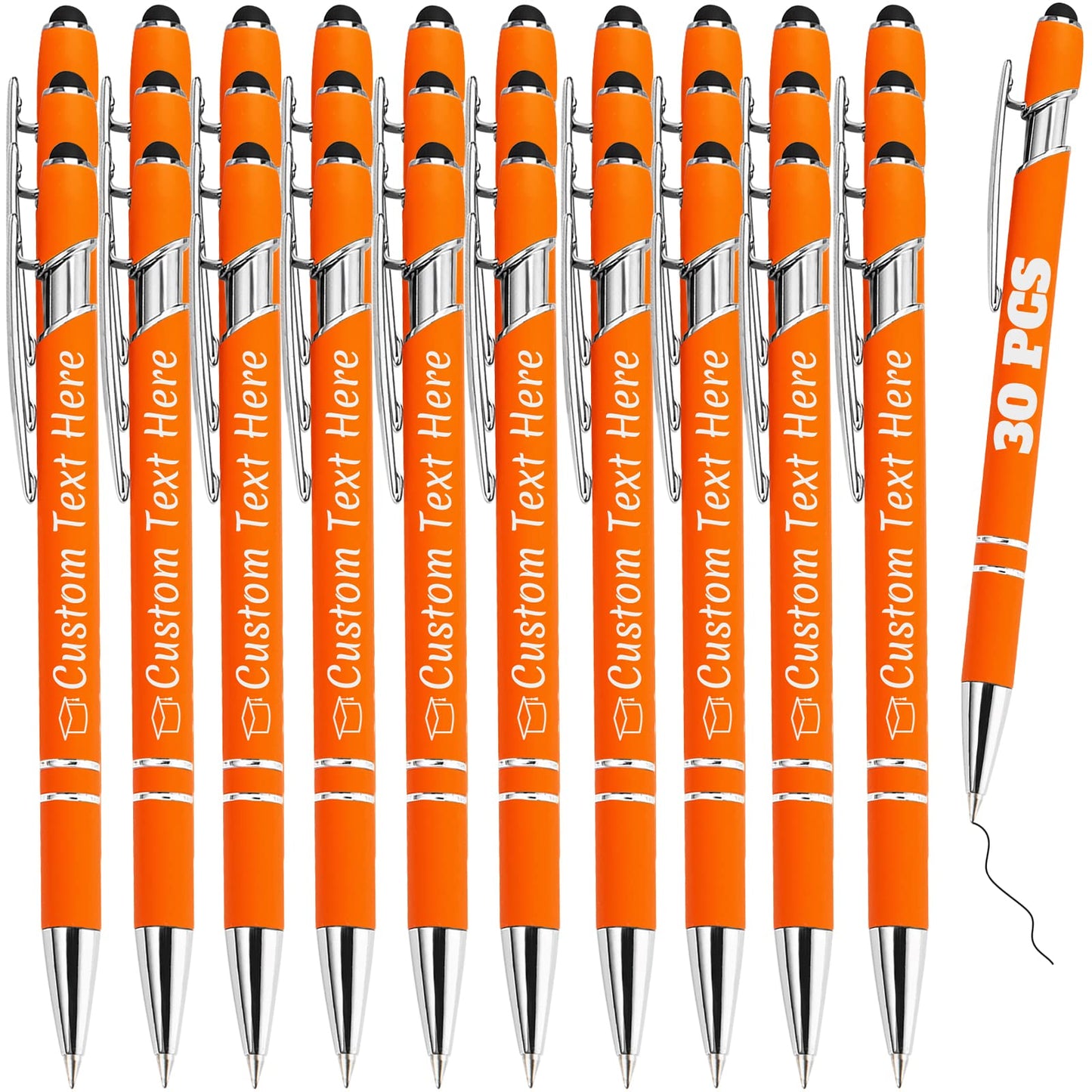 Personalized Pens Bulk 30 with Name Custom Engraving Ballpoint Pens with Stylus Tip Customized