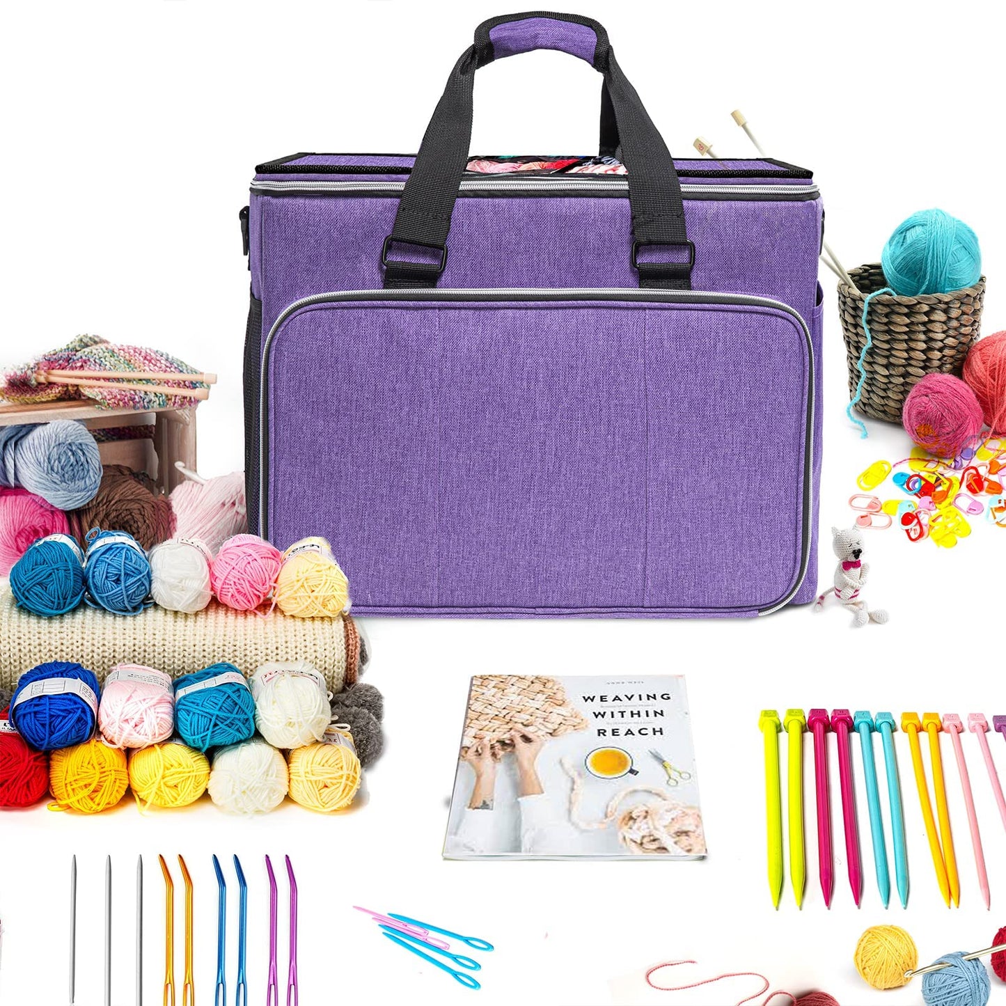 MYBAGZING Knitting & Crochet Bag, Large Yarn Storage Organizer