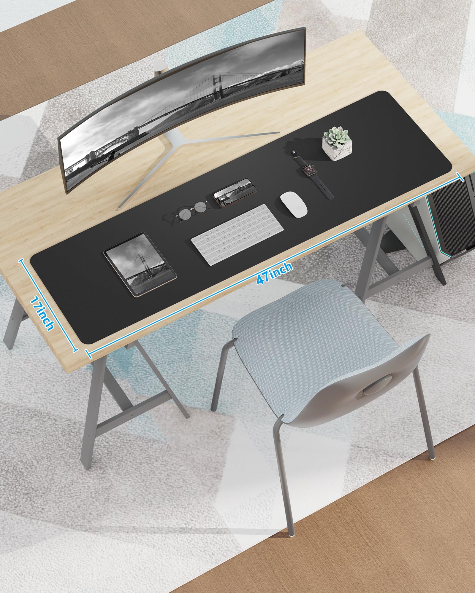 Large Desk pad mat,Mouse Pad,Office Desk Mat, Non-Slip PU Leather Desk Blotter,Large Desk