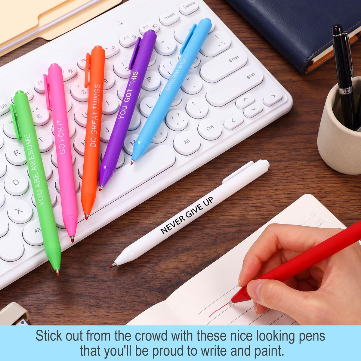 Crtiin 100 Pcs Inspirational Pens Bulk Rich Colors, Motivational