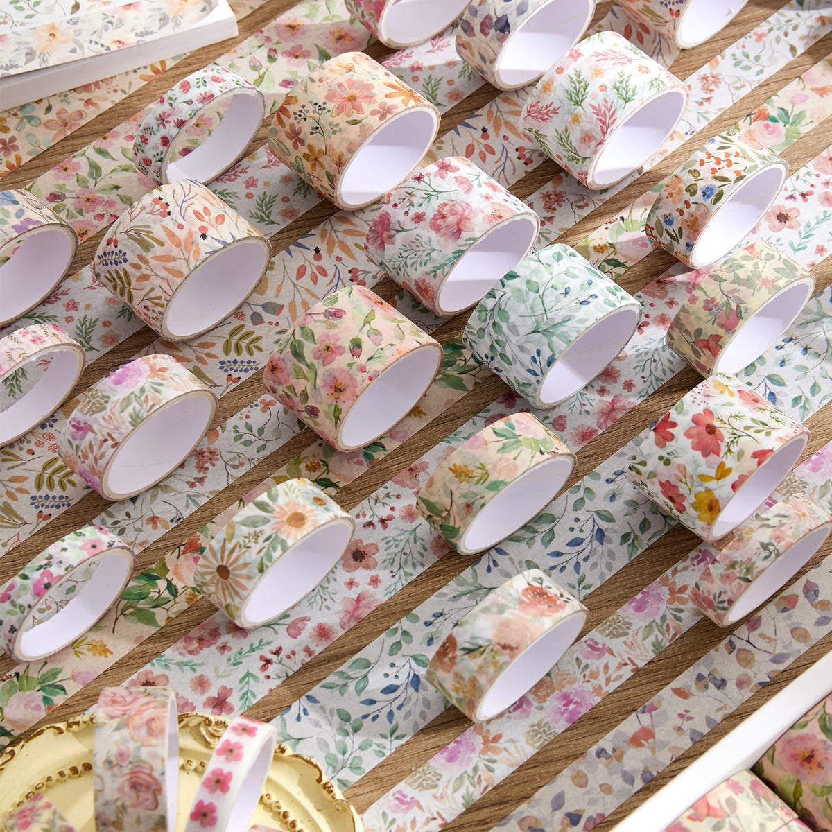 PAGEMORE 32 Rolls Washi Tape Set, Colored Floral Decorative Masking Tape, Artists Tapes for