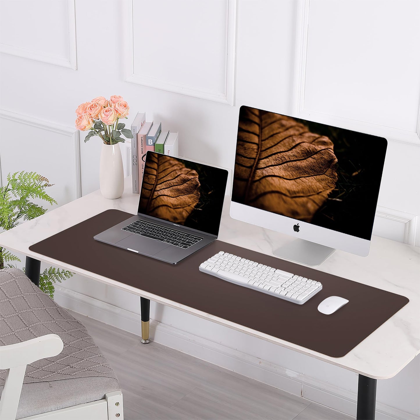 AFIING Cork Desk Mat 31.5" x 17", Coffee,Desk pad Protector