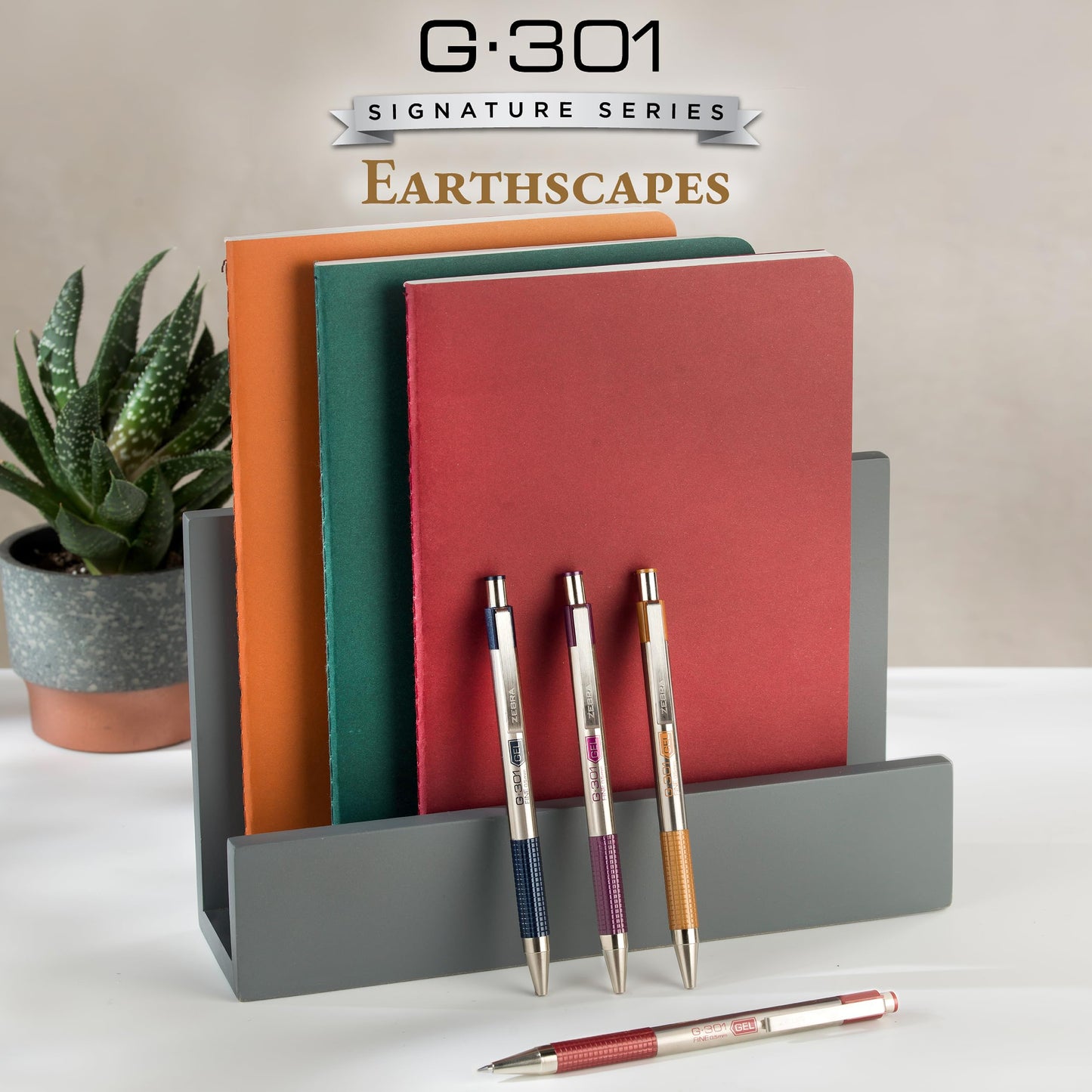 Zebra Pen STEEL G-301 Retractable Gel Pen, Assorted Vintage Ink, 0.5mm, 4Pk