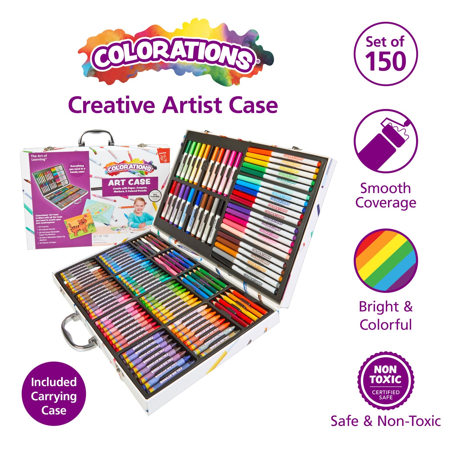 Colorations, Washable Creative Artist Case Kit, 150 Pieces