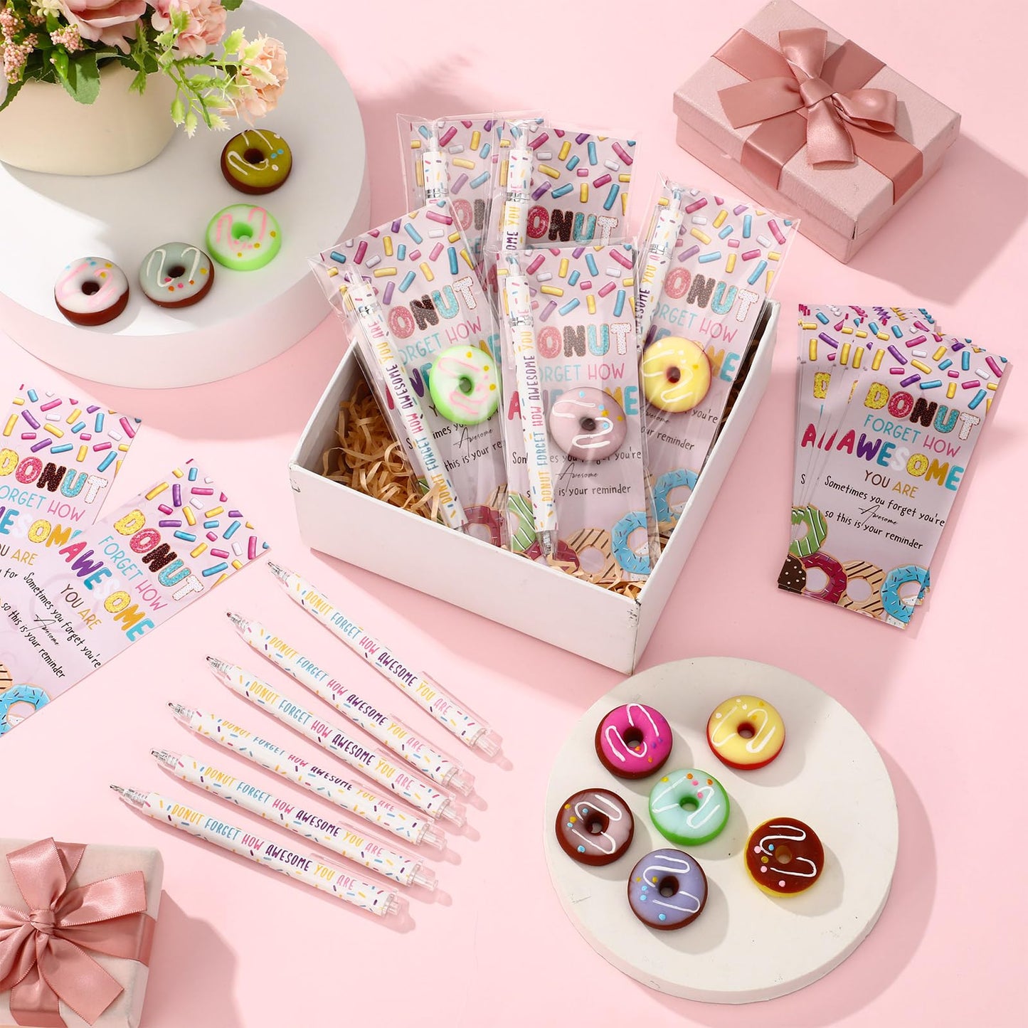 TecUnite Donuts 100 Sets Classroom Motivation Gifts Bulk