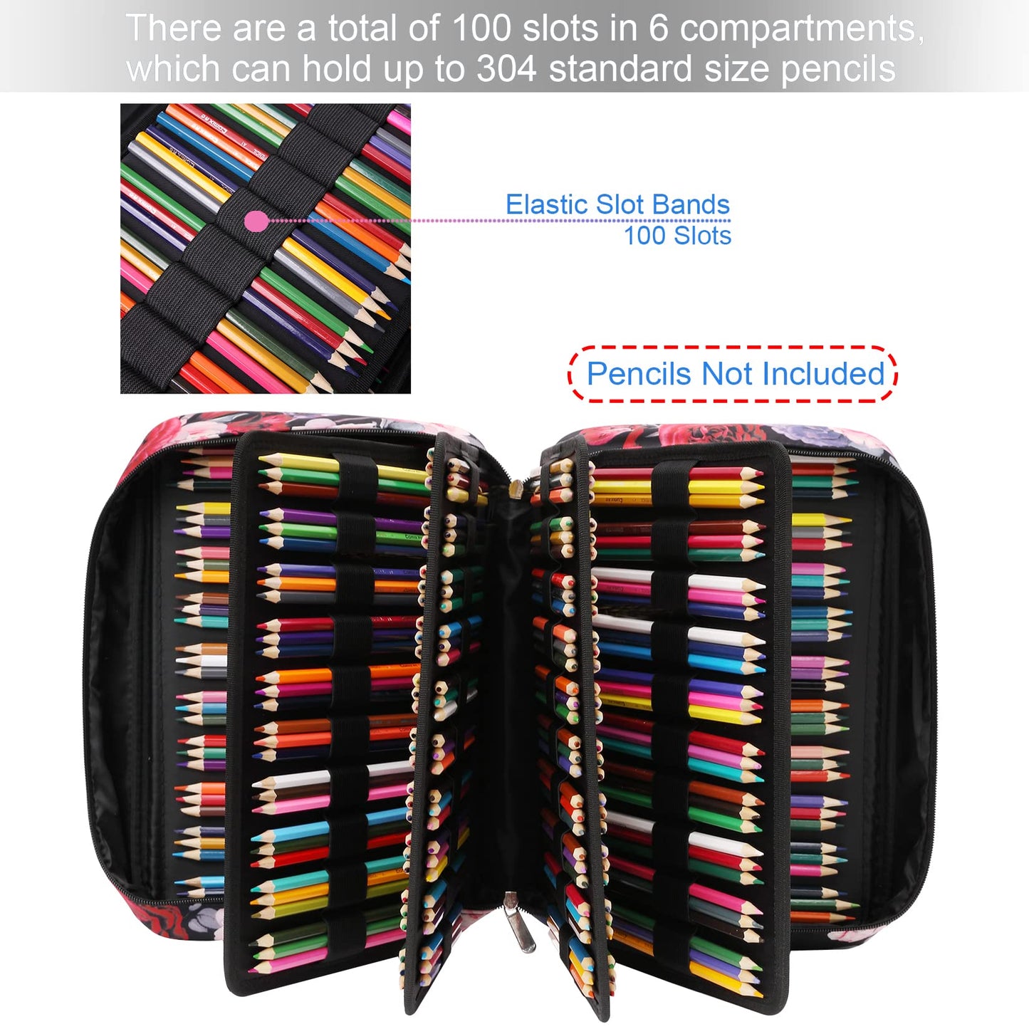 AYVANBER Big Capacity Colored Pencil Case Organizer 304 Slots Pen Holder Waterproof Storage Pouch