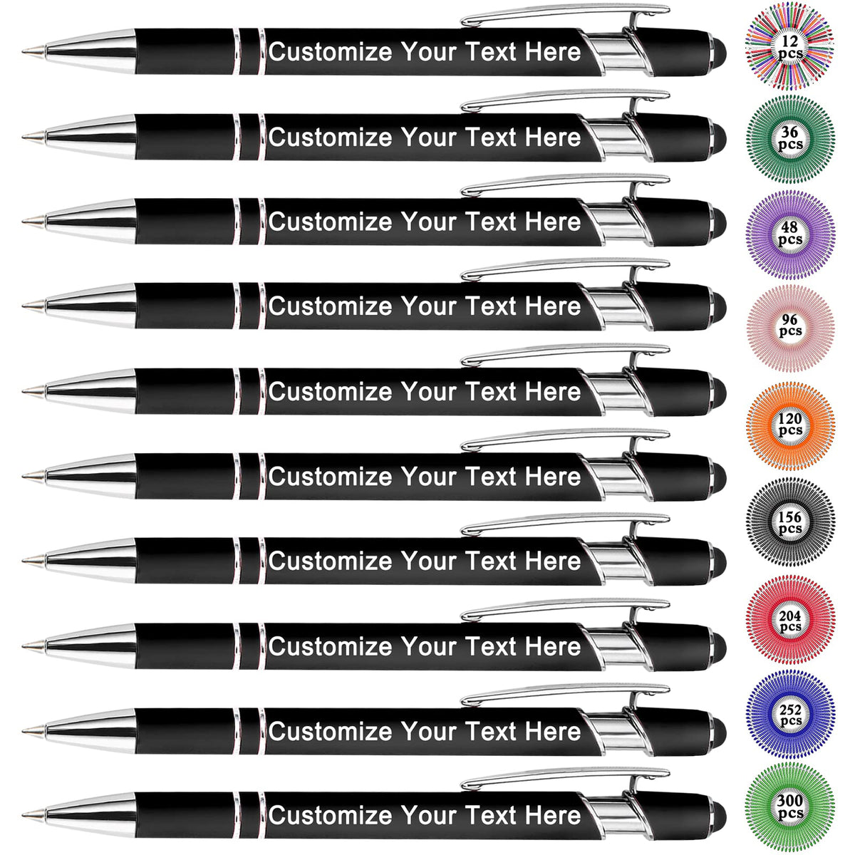 Qingxily Up to 300 Pcs Custom Pens Bulk Personalized Pens with Free Engraving Customized Stylus