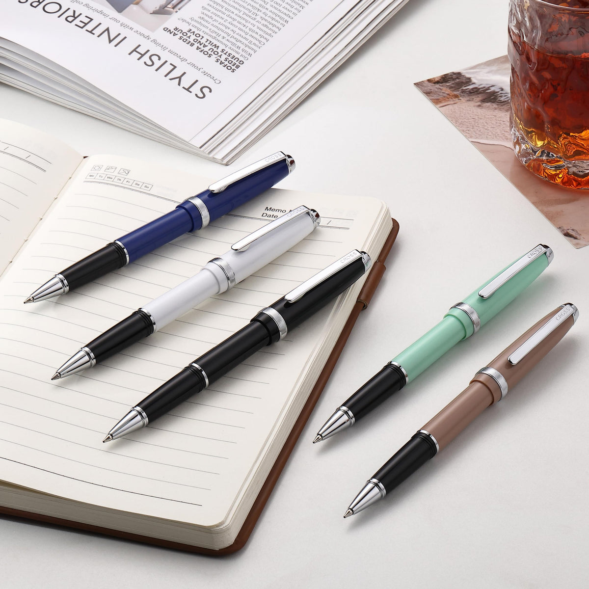 Cross Lume Seafoam Polished Chrome Ballpoint Pen, Medium Point, Black Ink
