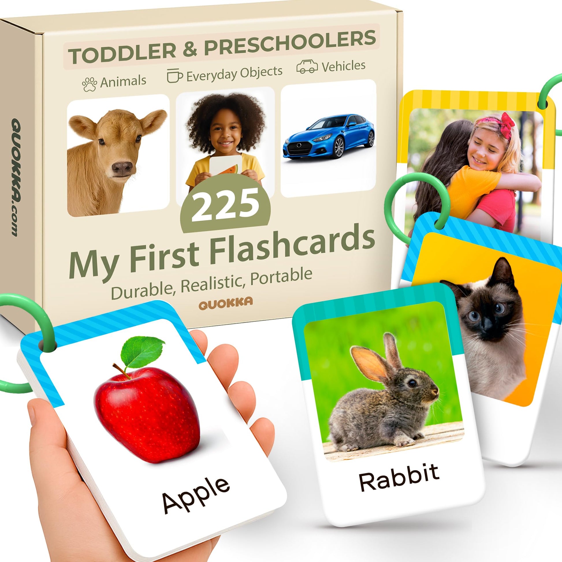 Flash Cards for Toddlers 1-3 - Montessori Toddler Flash Cards with Rings
