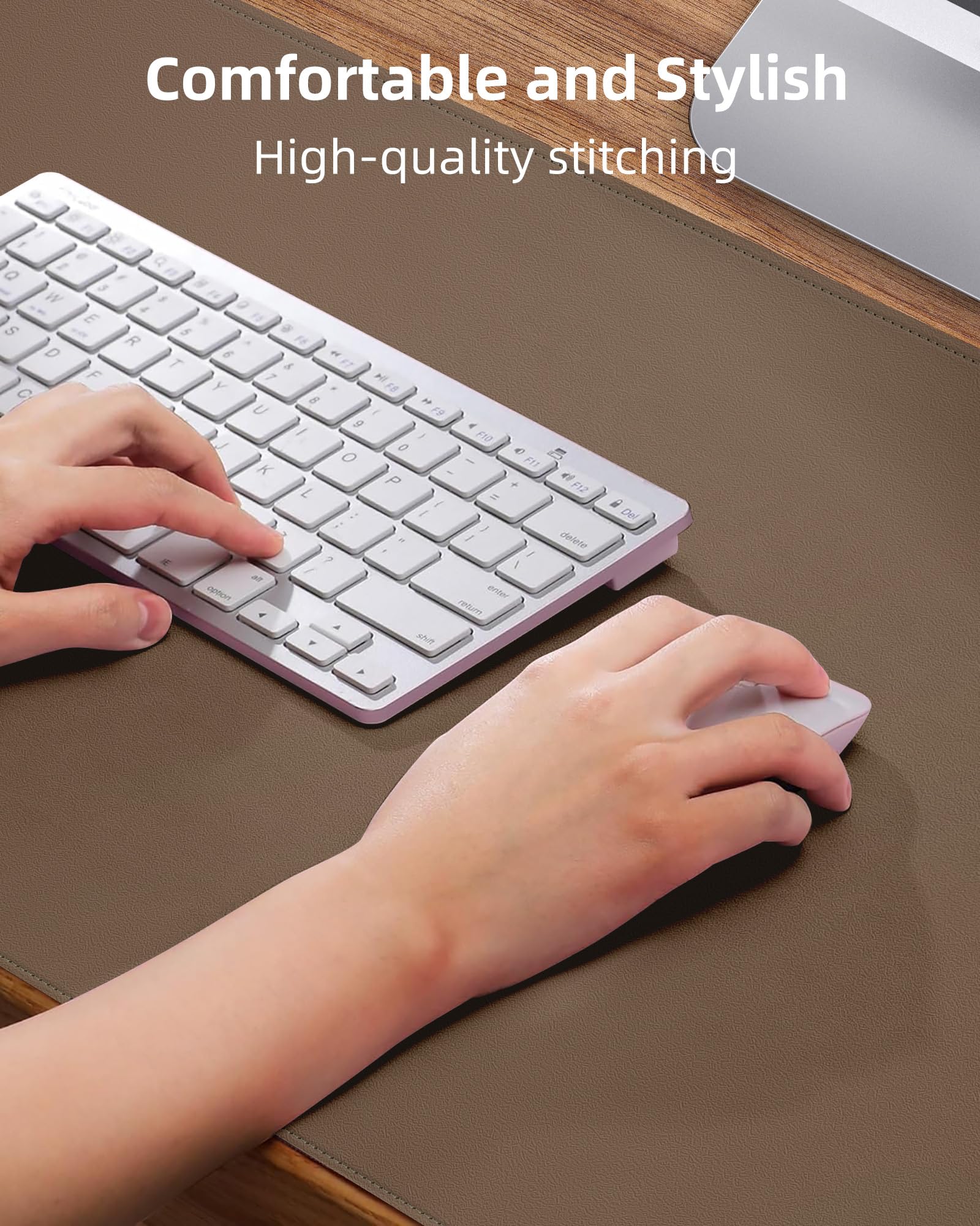 Leather Desk Pad Protector- 48" x 17" Office Desk Mat, Non-Slip PU Leather Mouse Pad, Waterproof