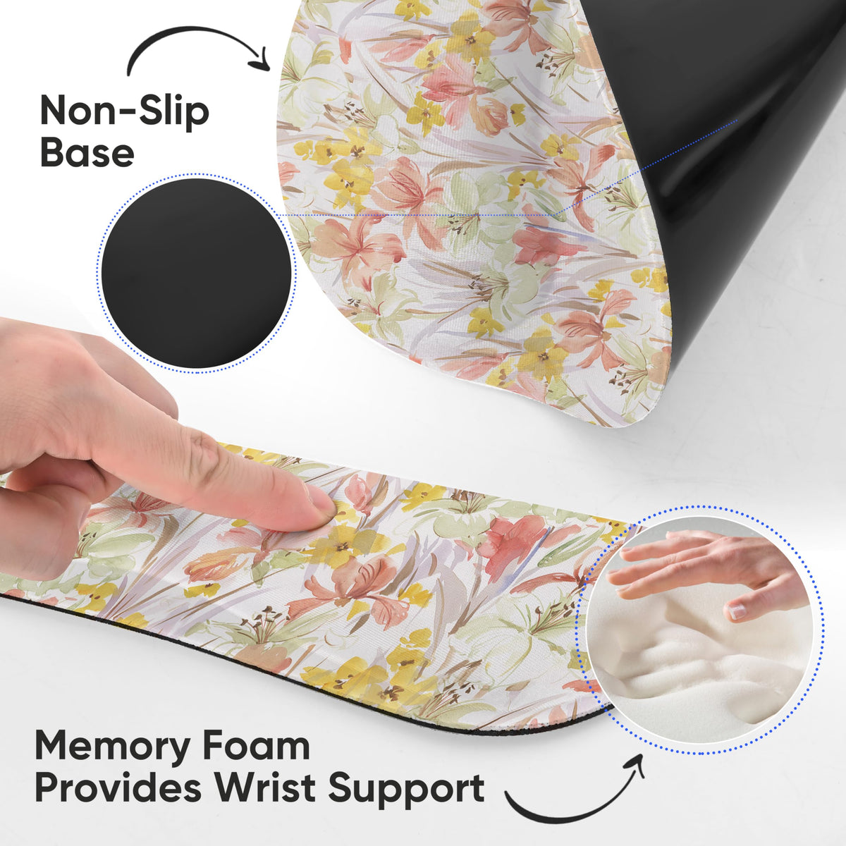 RICHEN Wrist Rest Support for Mouse Pad&Keyboard Set, 3-in-1 Computer Mousepad,Keyboard Wrist Rest