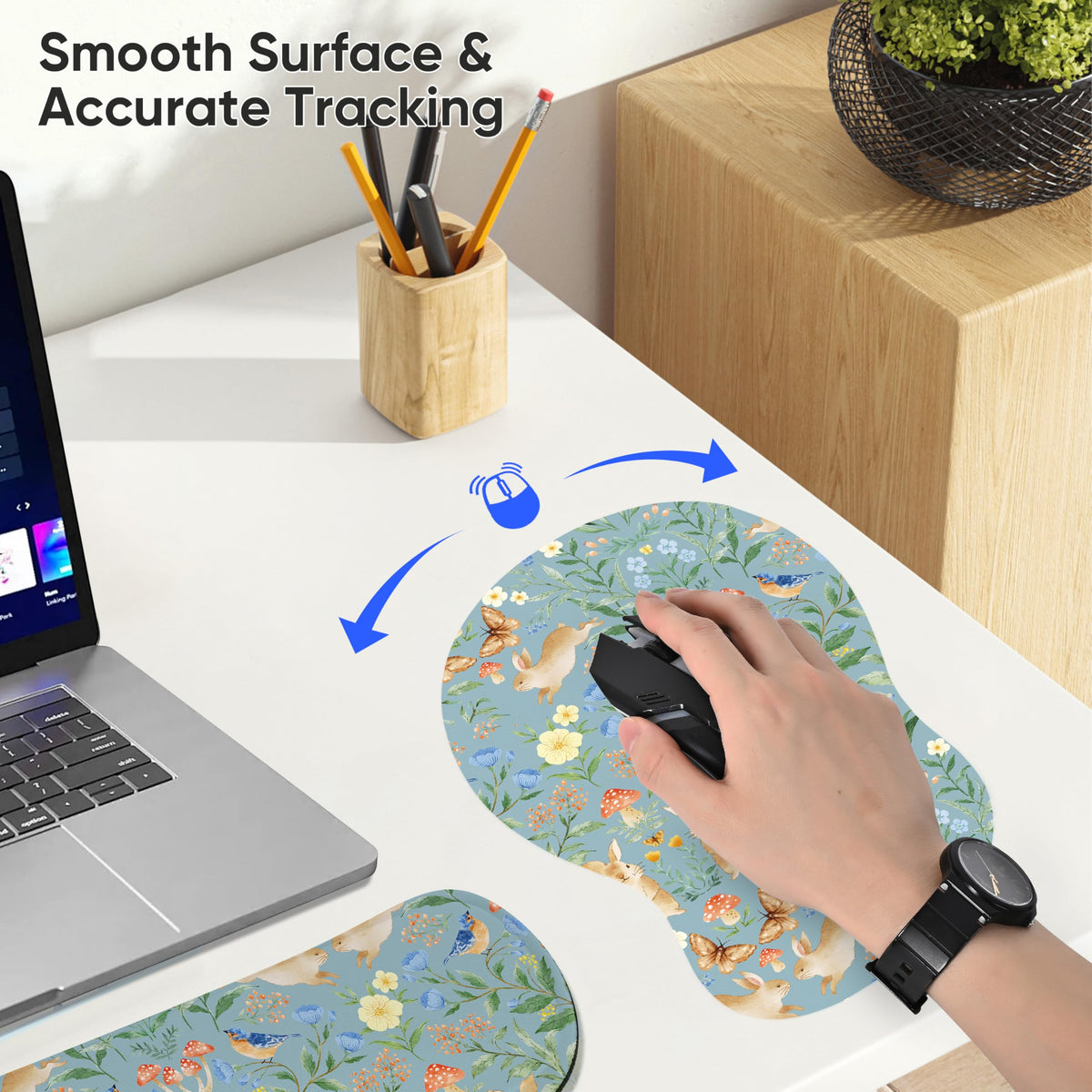 WINTOJO Mouse Pad Wrist Rest Support Keyboard Set Circle Coaster Gaming Mouse Pad Ergonomic Gel
