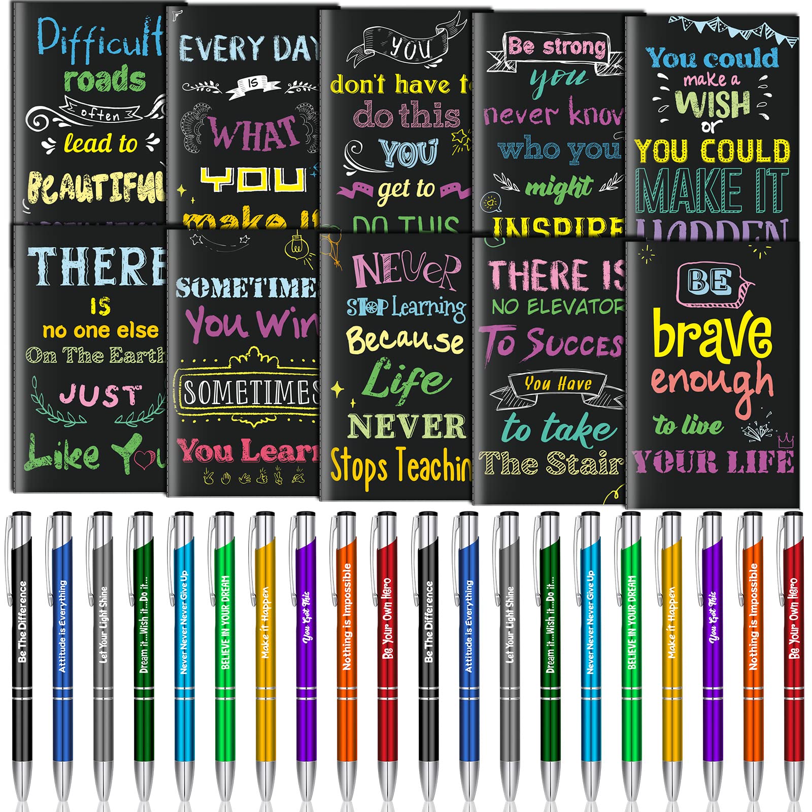 Geyee 40 Pcs Back to School Gift Bulk Christian Notepad Pen Set 20 Bible Verse Mini Notebook 20