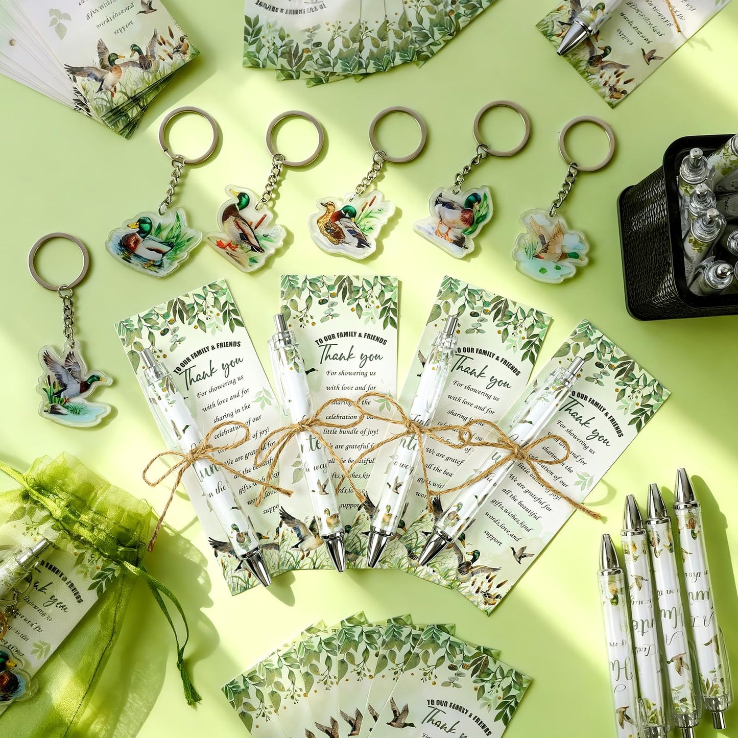 EYNDYN 145 Pieces Mallard Duck Baby Shower Gifts for Guest Duck Hunting Ballpoint Pens and