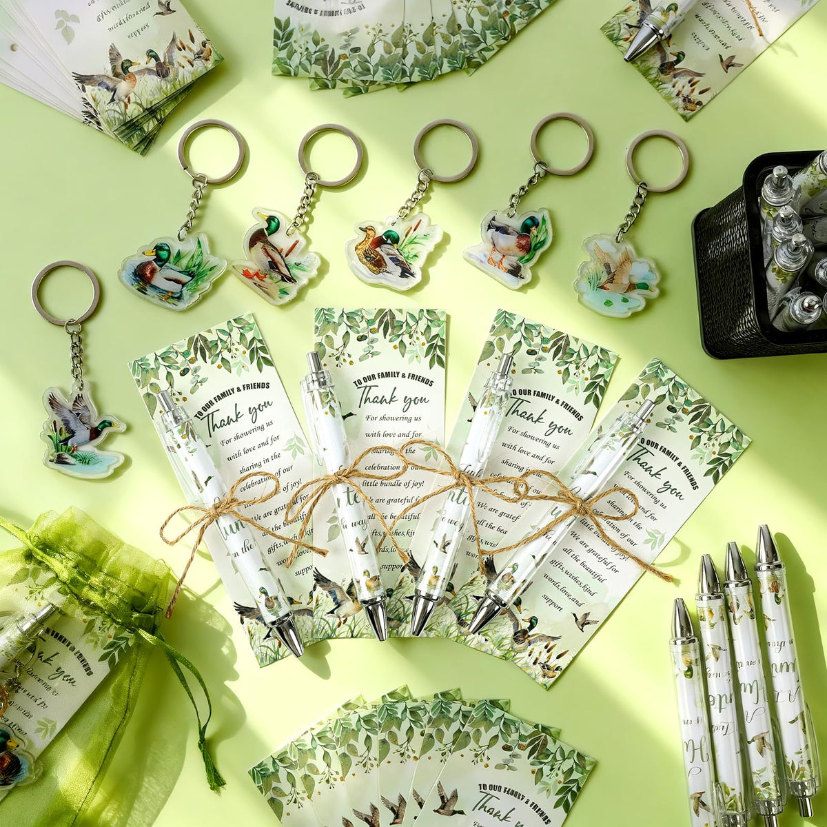 EYNDYN 145 Pieces Mallard Duck Baby Shower Gifts for Guest Duck Hunting Ballpoint Pens and