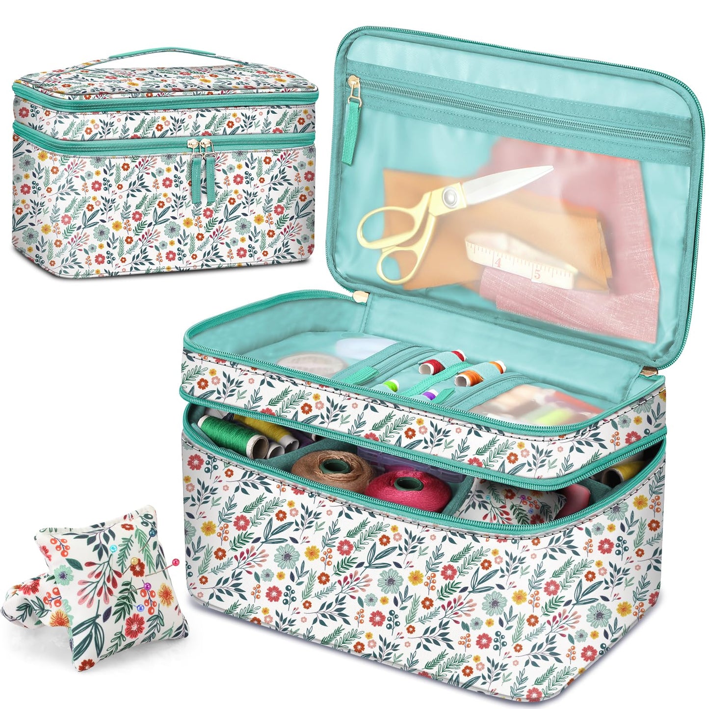 FINPAC Double-Layer Sewing Accessories Storage and Organizer Case Bag