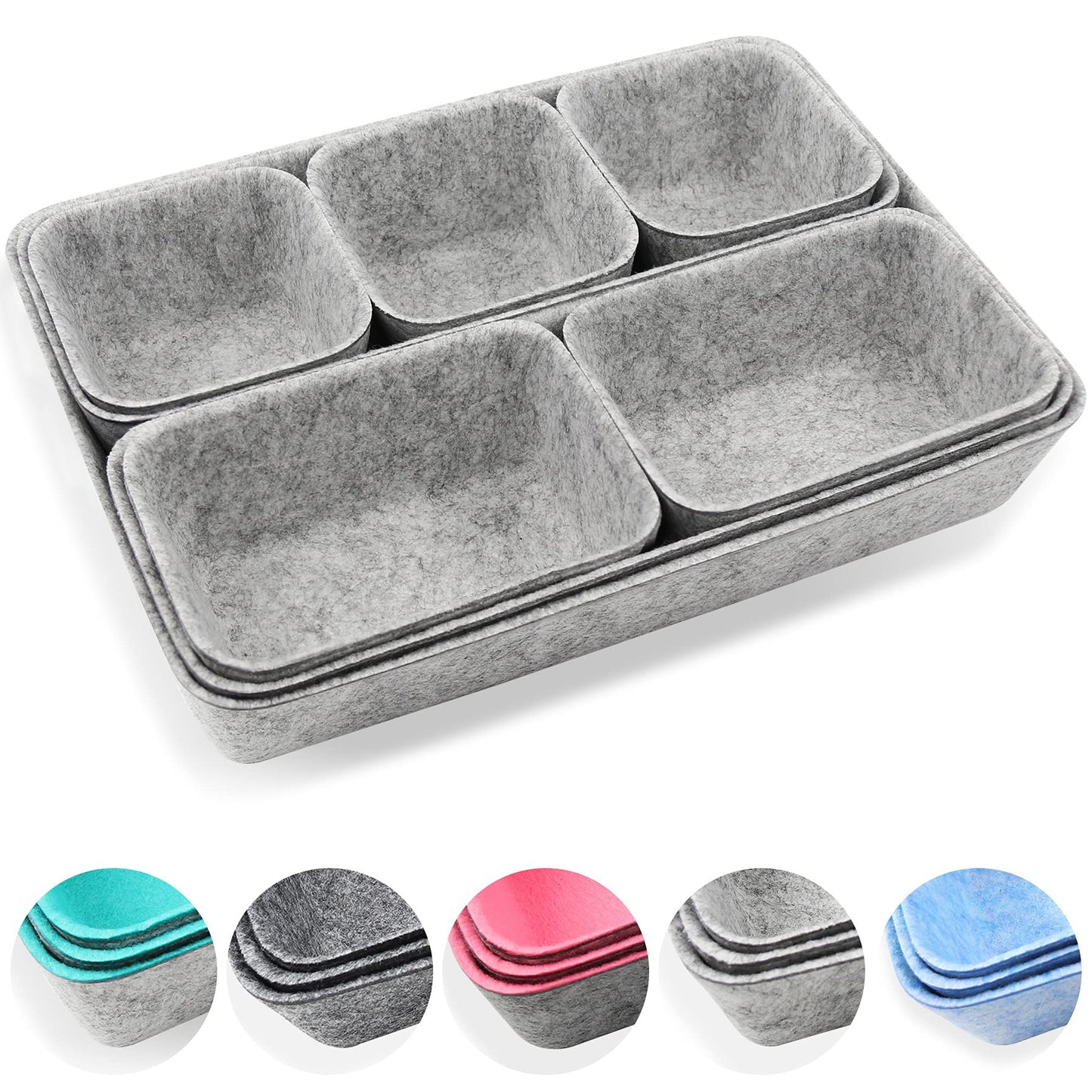 Newthinking Desk Drawer Organizer Trays, 8 Pack Square Storage Box Stackable Dividers, Save Desk