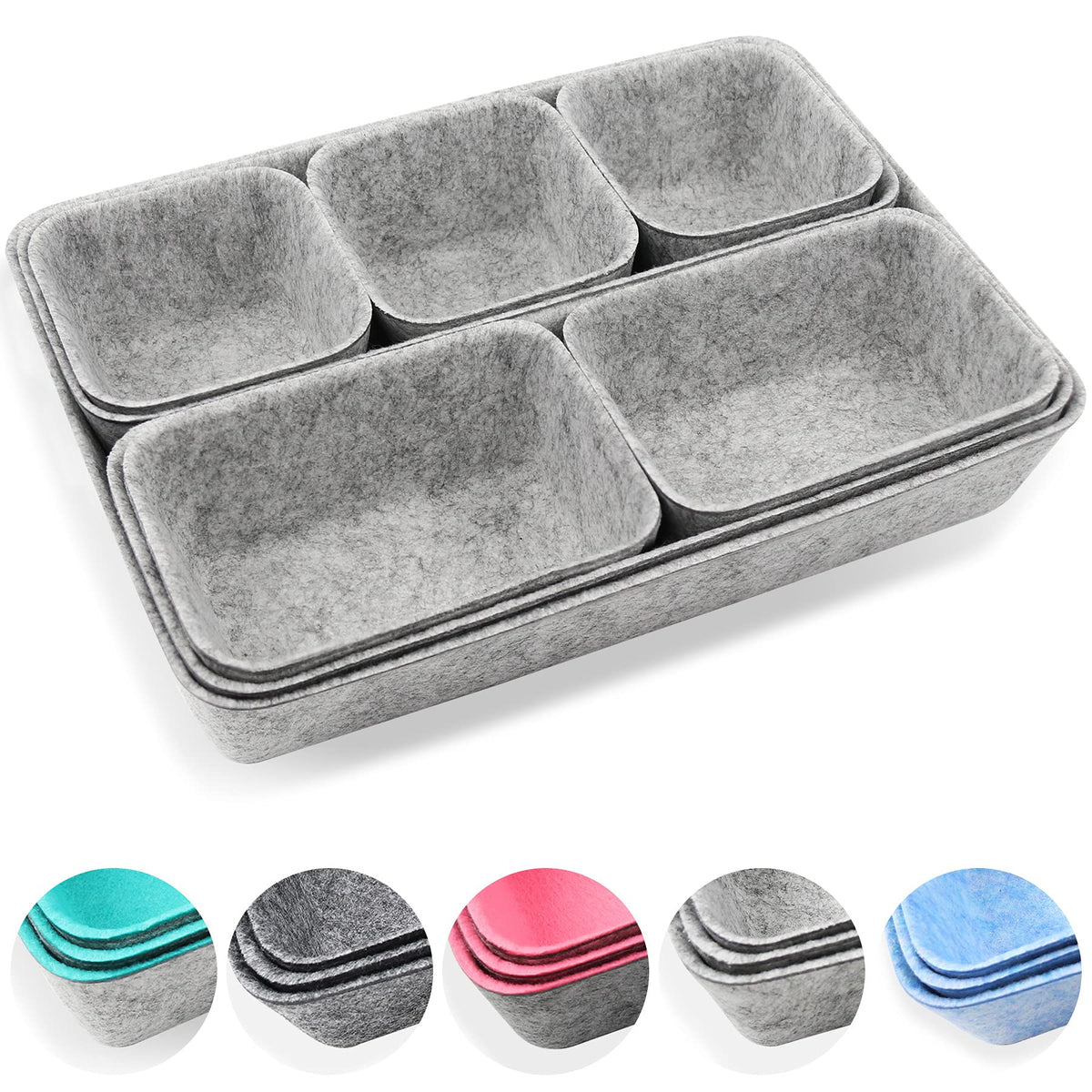 Newthinking Desk Drawer Organizer Trays, 8 Pack Square Storage Box Stackable Dividers, Save Desk