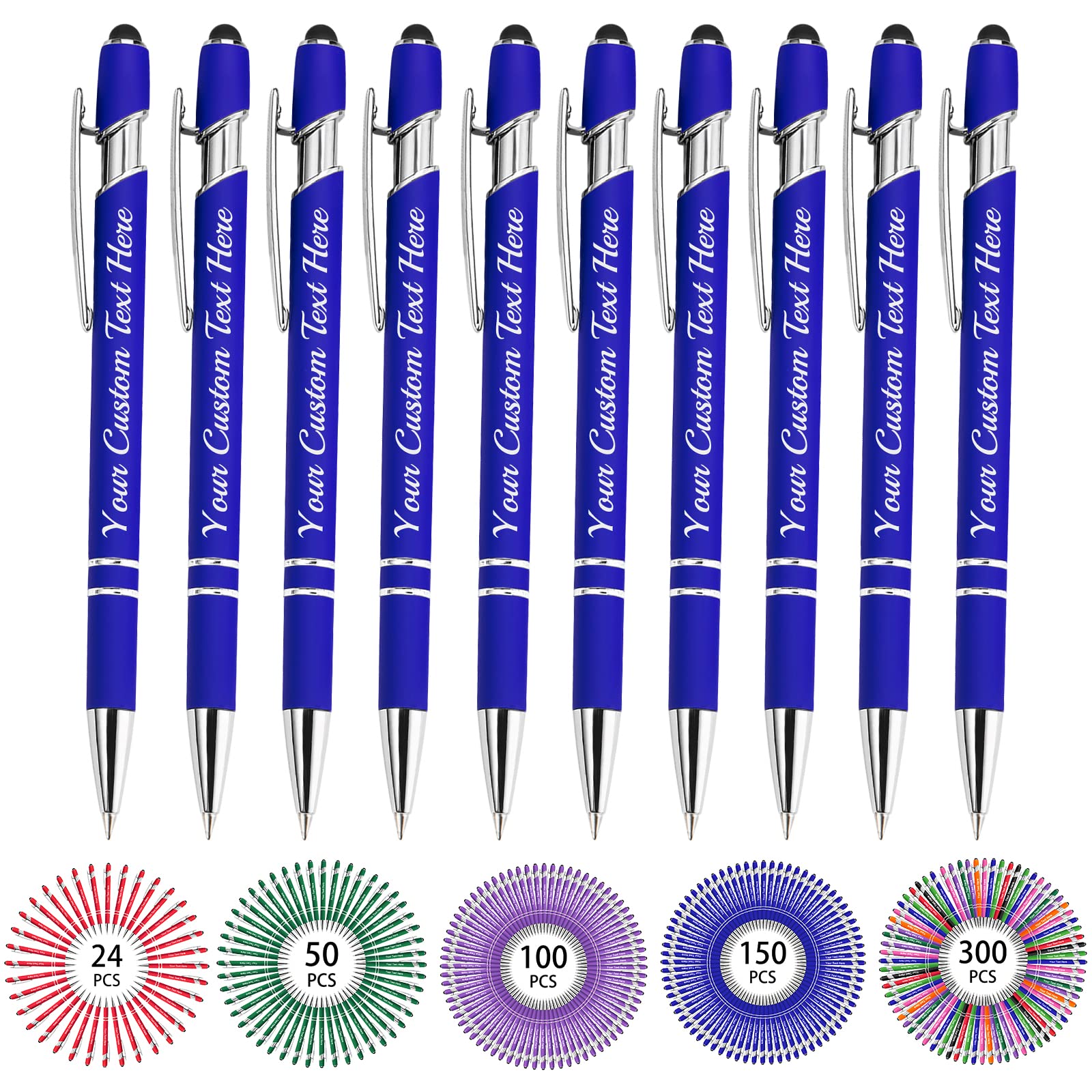 Hapelf Up to 500 Bulk Personalized Pens Custom Engraved Ballpoint Pen with Stylus Tip Retractable