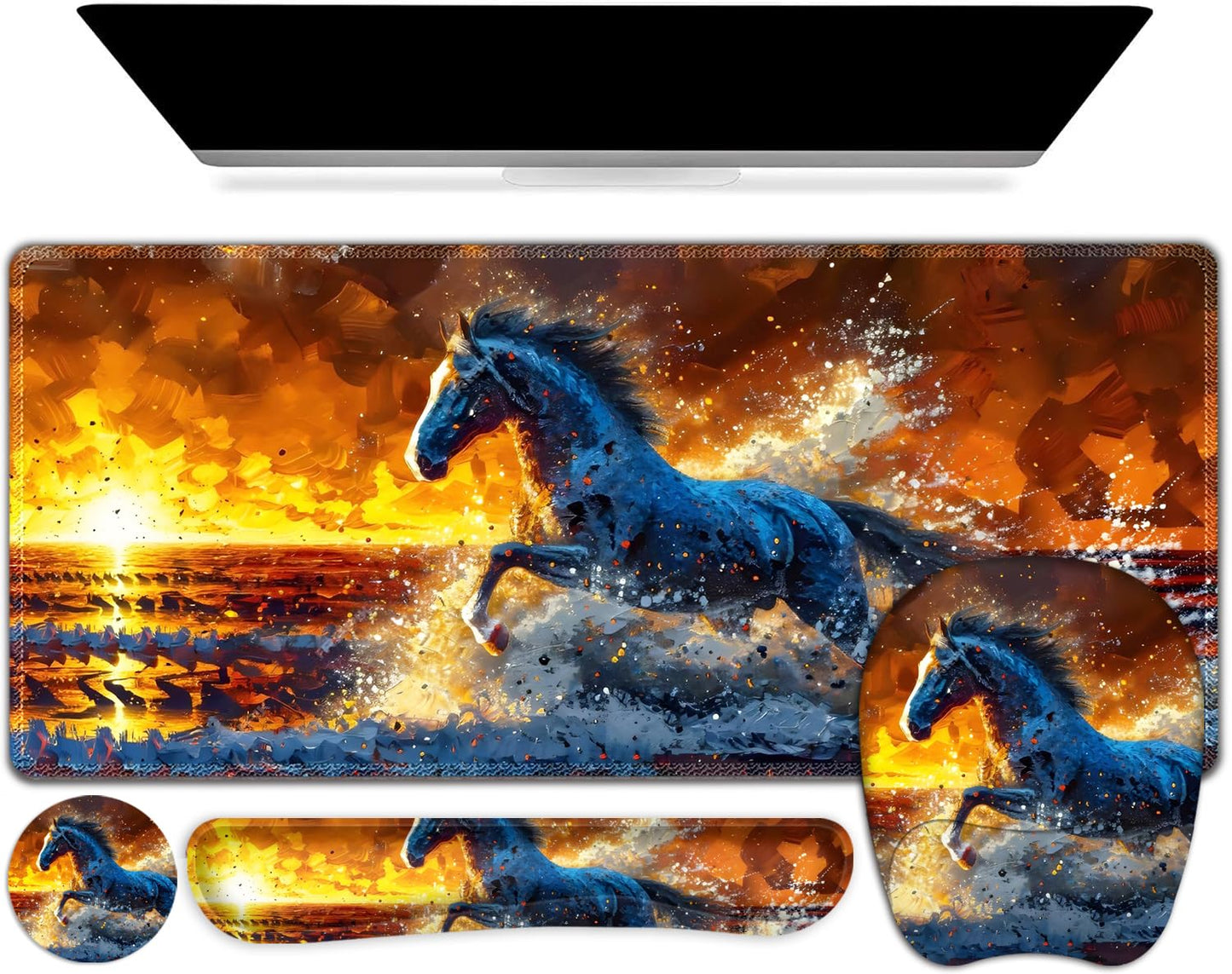 Large Mouse Pad, Keyboard Wrist Rest Set, Ergonomic Mouse Pad with Wrist Support, Desk Mat with