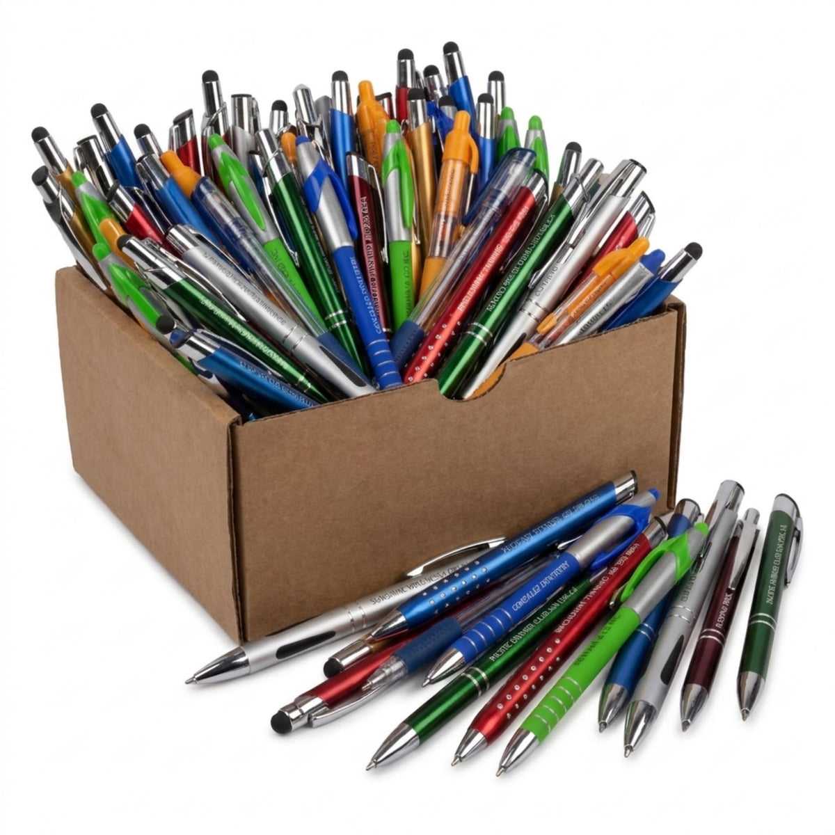 Misprinted Pen Assortment / 100 Count Misprinted Pens/Bulk Lot Variety Of Black And Blue Ink