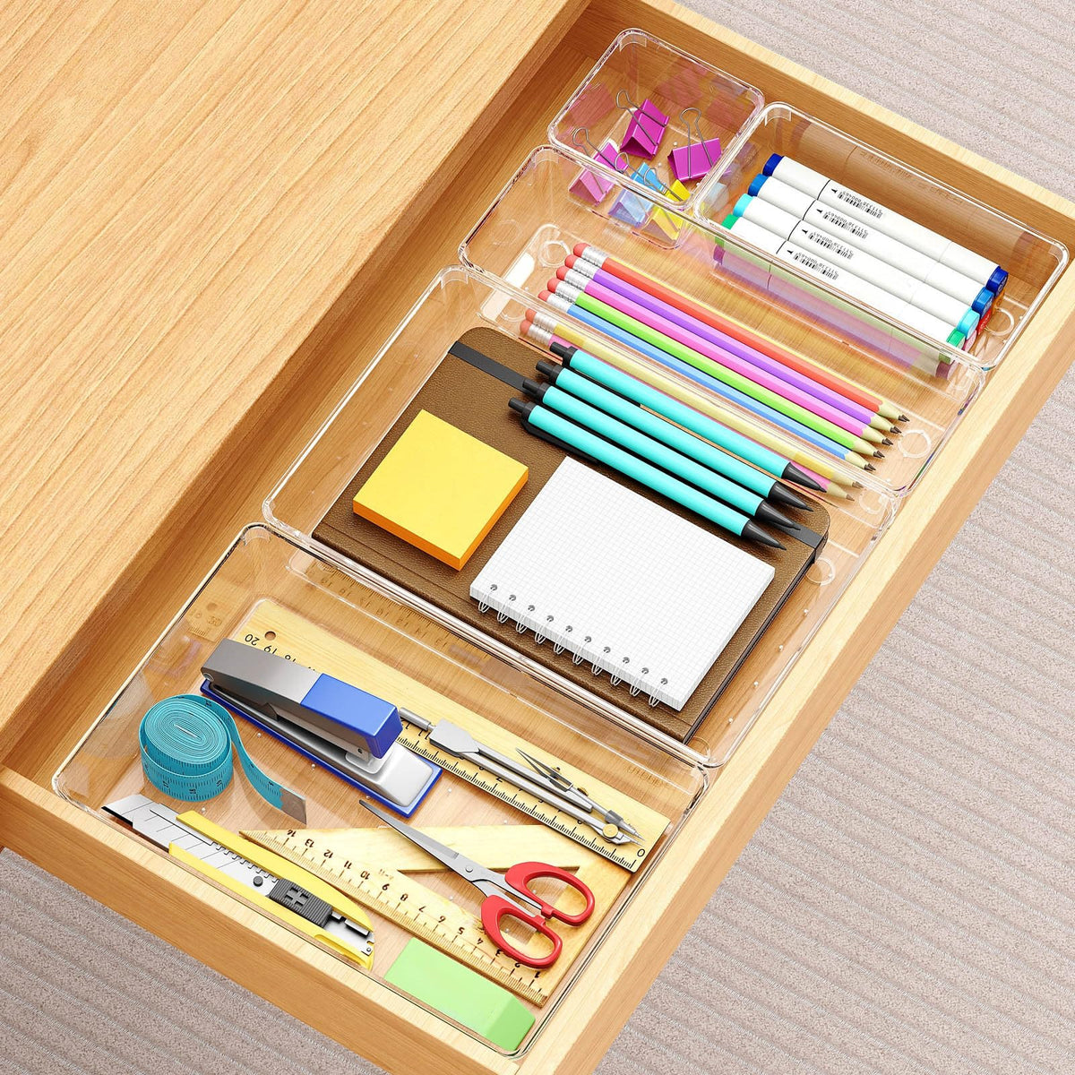 Manalete 65 Pcs Clear Plastic Drawer Organizer, Makeup & Vanity Organizer
