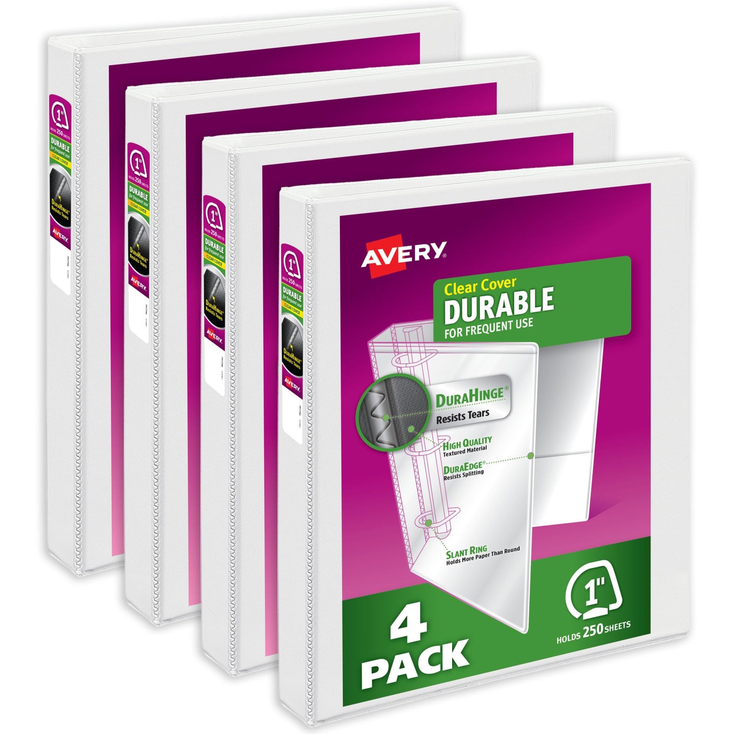 Avery Durable View 3 Ring Binders for Home, School Supplies, Office, or Organization Needs, 1"