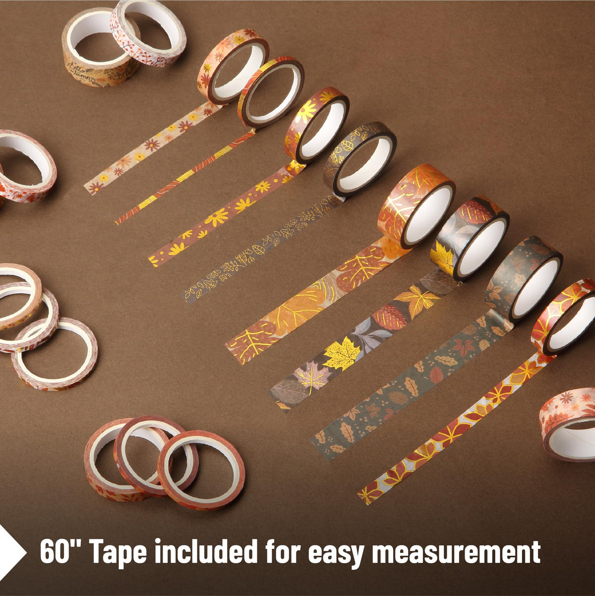 Mr. Pen- Washi Tape Set, 21 Rolls, Assorted Sizes, Autumn Leaves