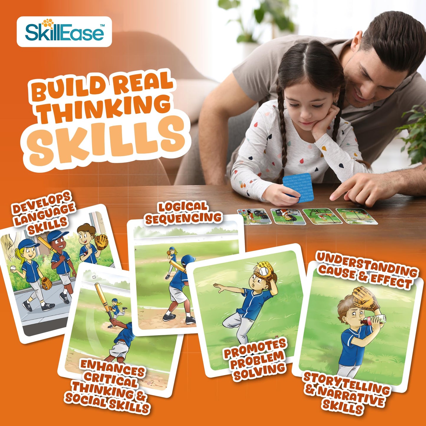 SkillEase Story Cues Skilled Sequencing Cards, Speech Therapy Materials, Social Skills Game