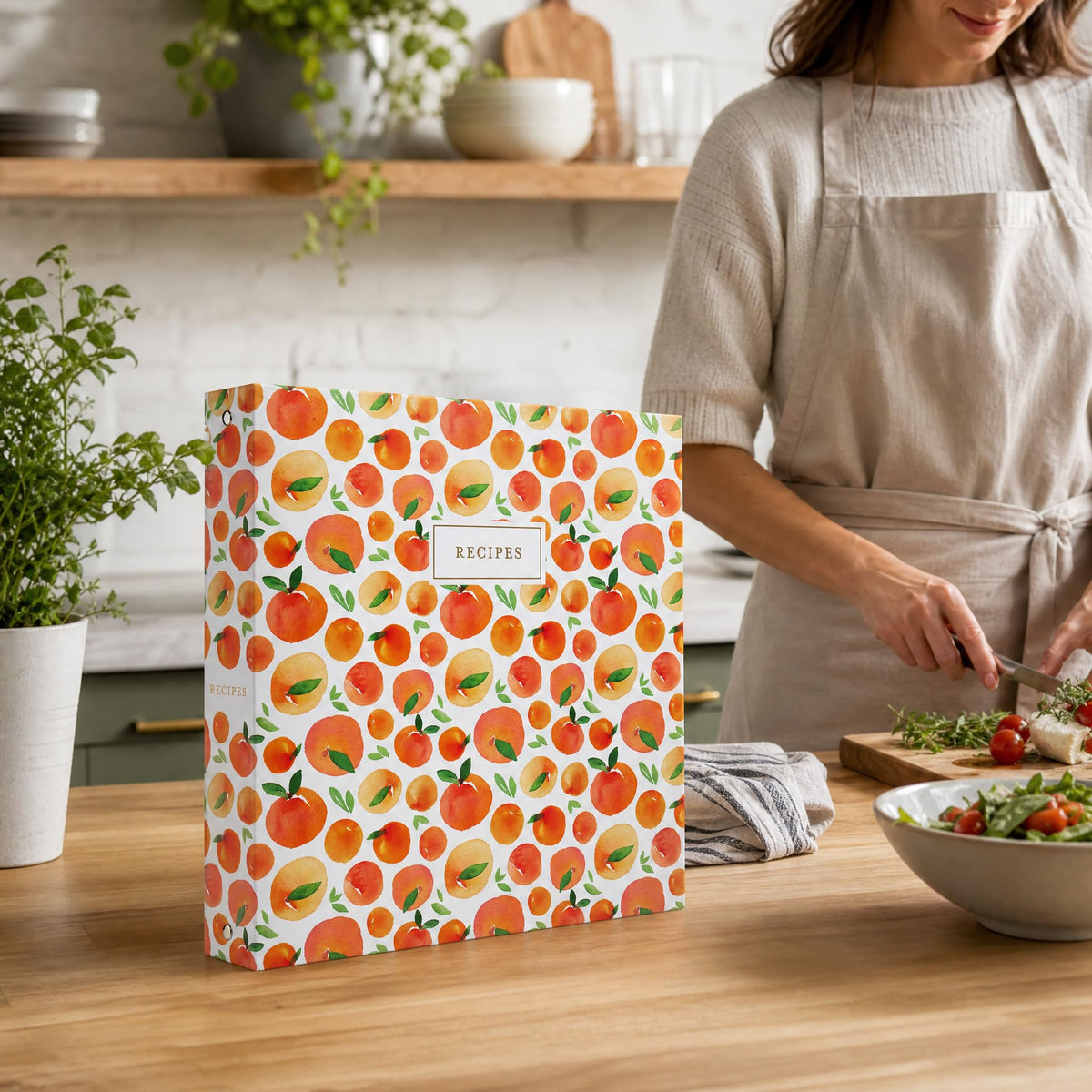 Jot & Mark Recipe Binder 8.5x11 | Spill-Proof Sleeves | Peach Dream