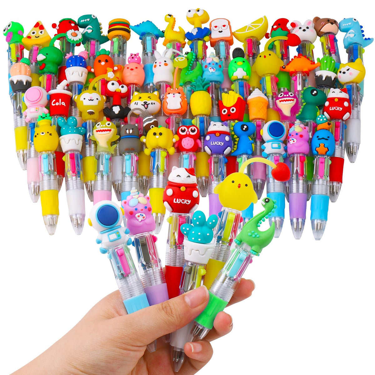 CZWZ 50Pcs Mini Multicolor Pens in One 4-in-1 Cute Pens Bulk for Kids, Ballpoint Pen for Birthdays