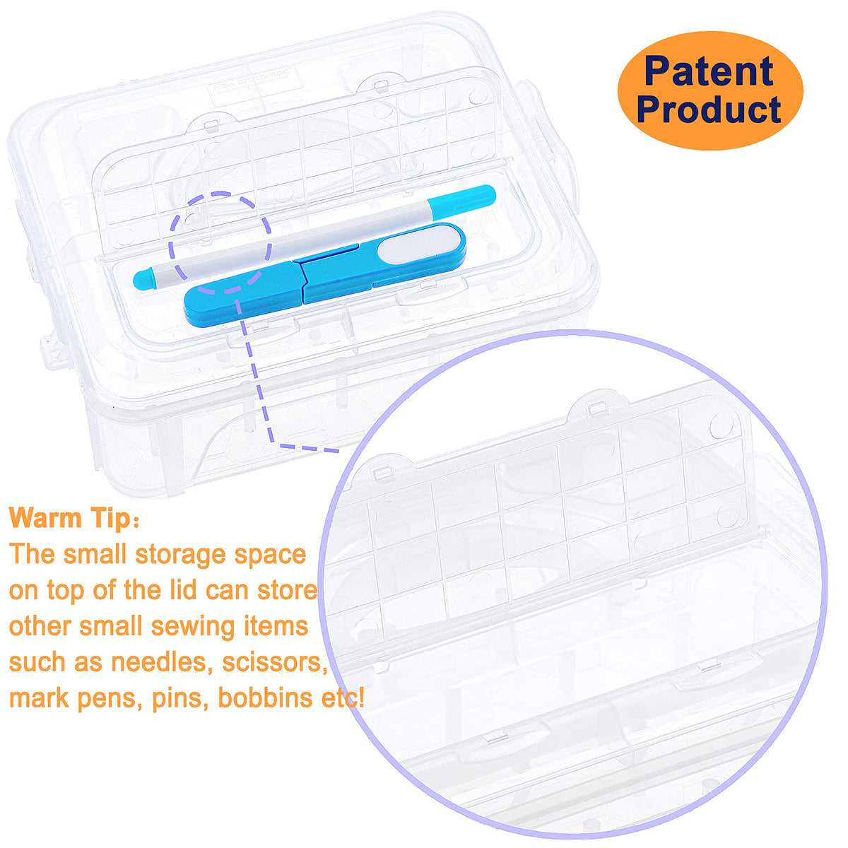 New brothread 2 Layer Stackable Clear Storage Box Organizer