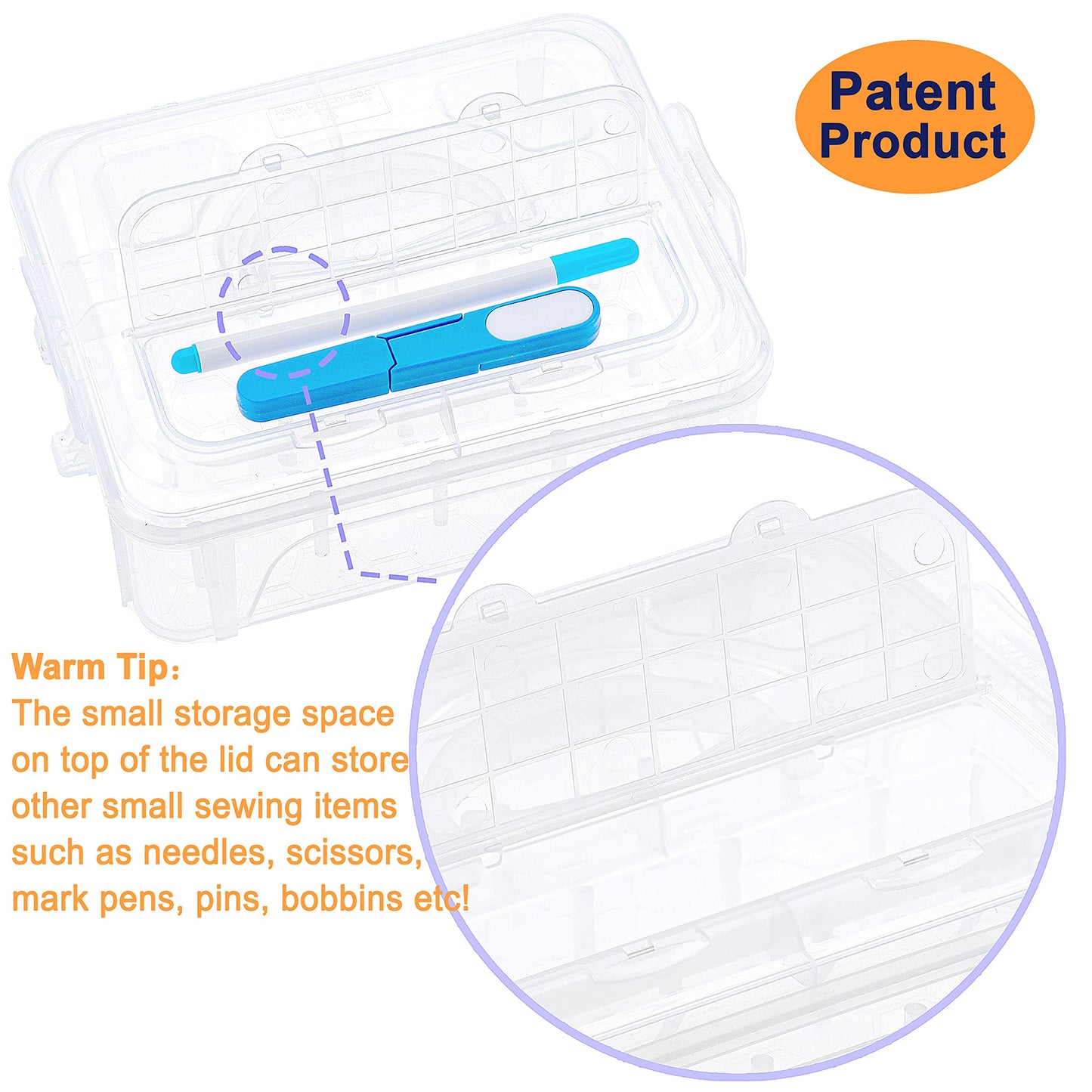 New brothread 3 Layer Stackable Clear Storage Box Organizer