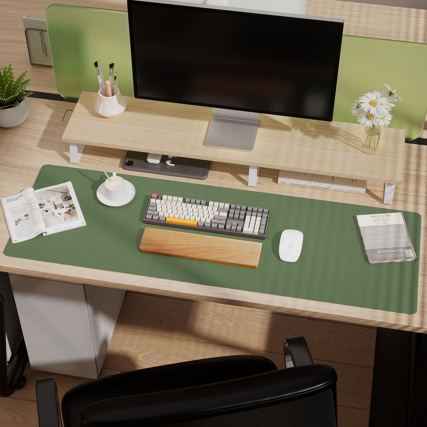 Aothia Leather Desk Pad Protector, Office Desk Mat, Large Mouse Pad, Laptop Desk Pad, Non-Slip PU