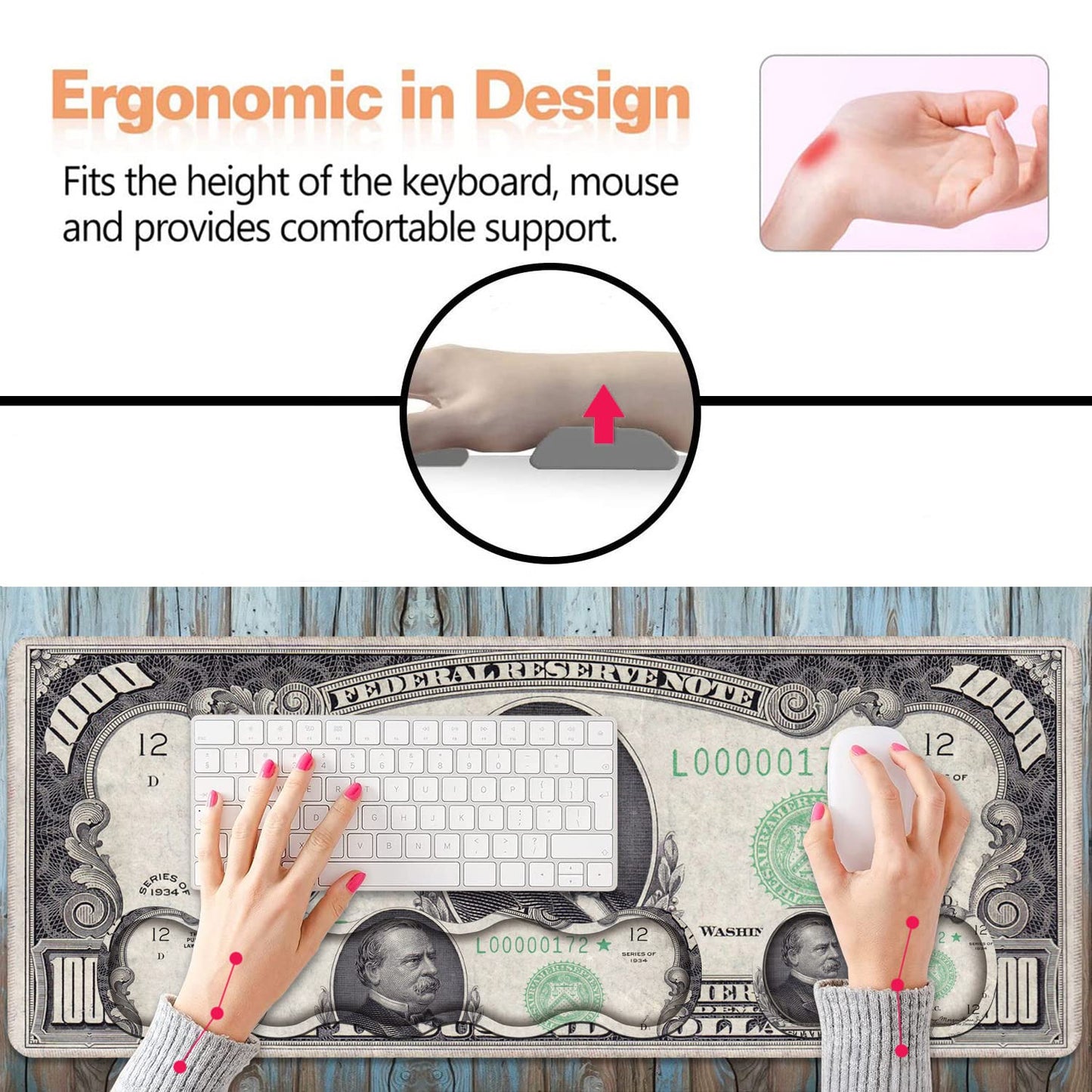 Ergonomic Keyboard Wrist Rest and Mouse Pad Wrist Rest Set, Large XXL Gaming Mousepad 31.5"x 11.8"