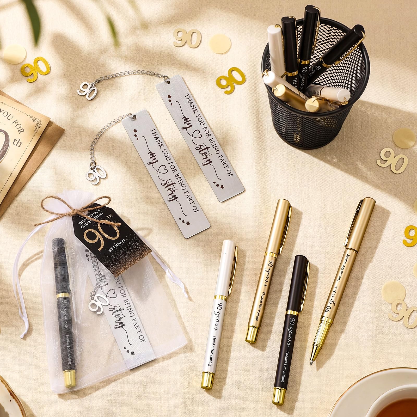 Sinload 25 Sets Birthday Favors for Guests 25 Thanks for Coming Ballpoint Pens 25 Metal Bookmarks
