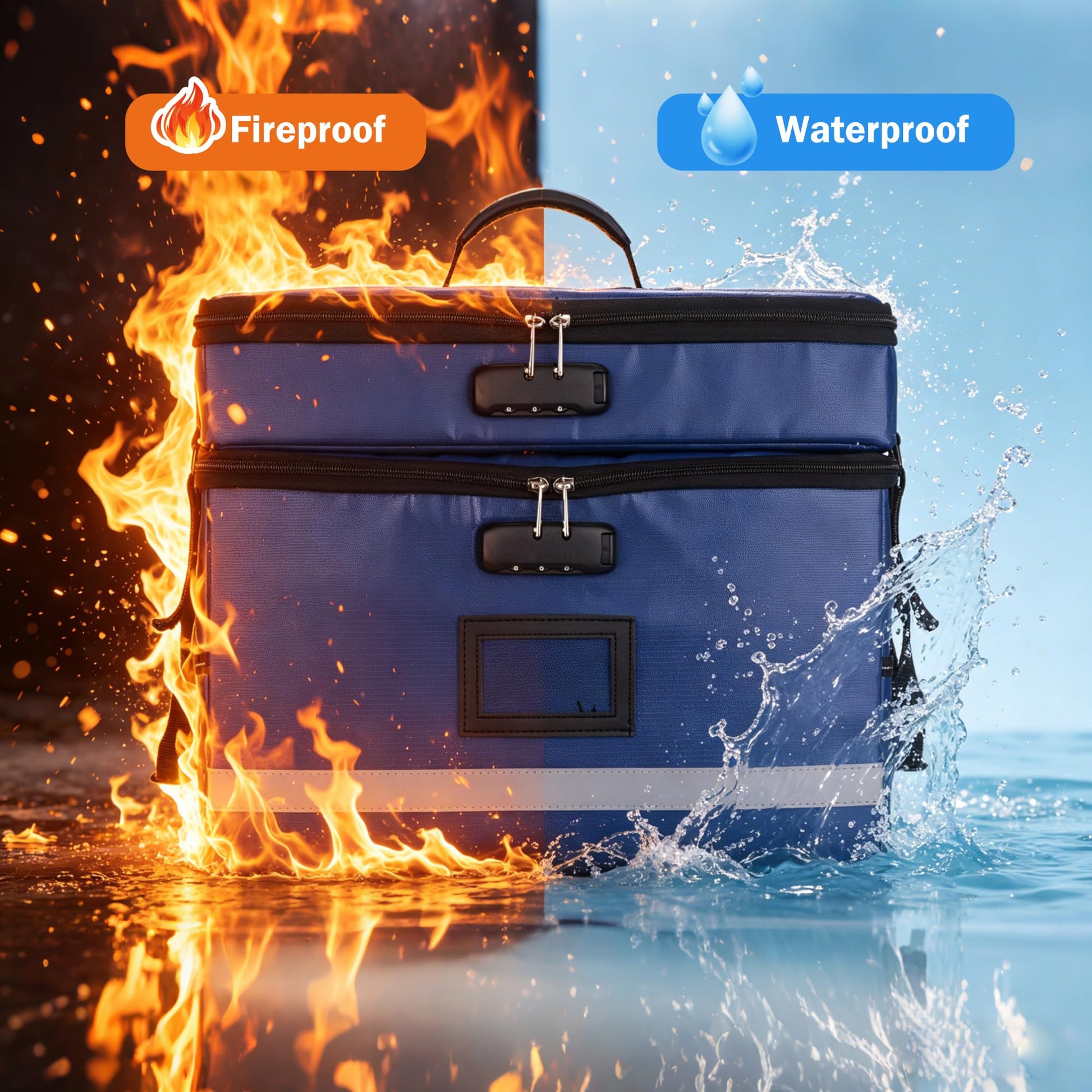EXLIFBAG Fireproof File Organizer with Lock, 2 Layer