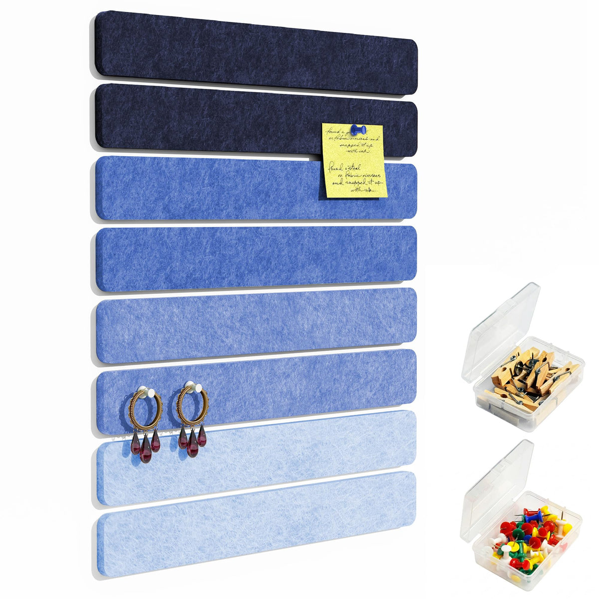 GoTiling Cork Board for Walls - 8 Pack Felt Pin Board Bar Strips - Self-Adhesive Lightweight