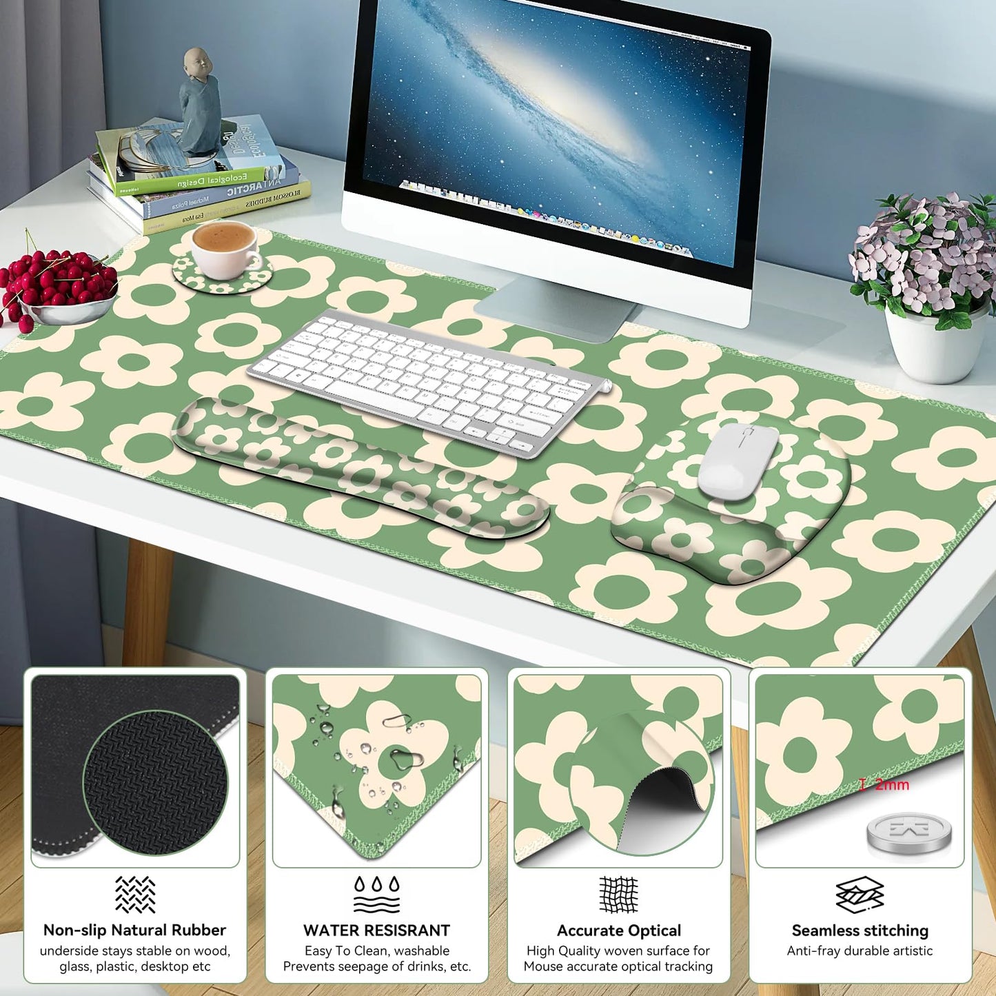NXZGO Large Mouse Pad with Wrist Support 4in1 Set, XXL Game Mousepad +Keyboard Wrist Rest+Mouse