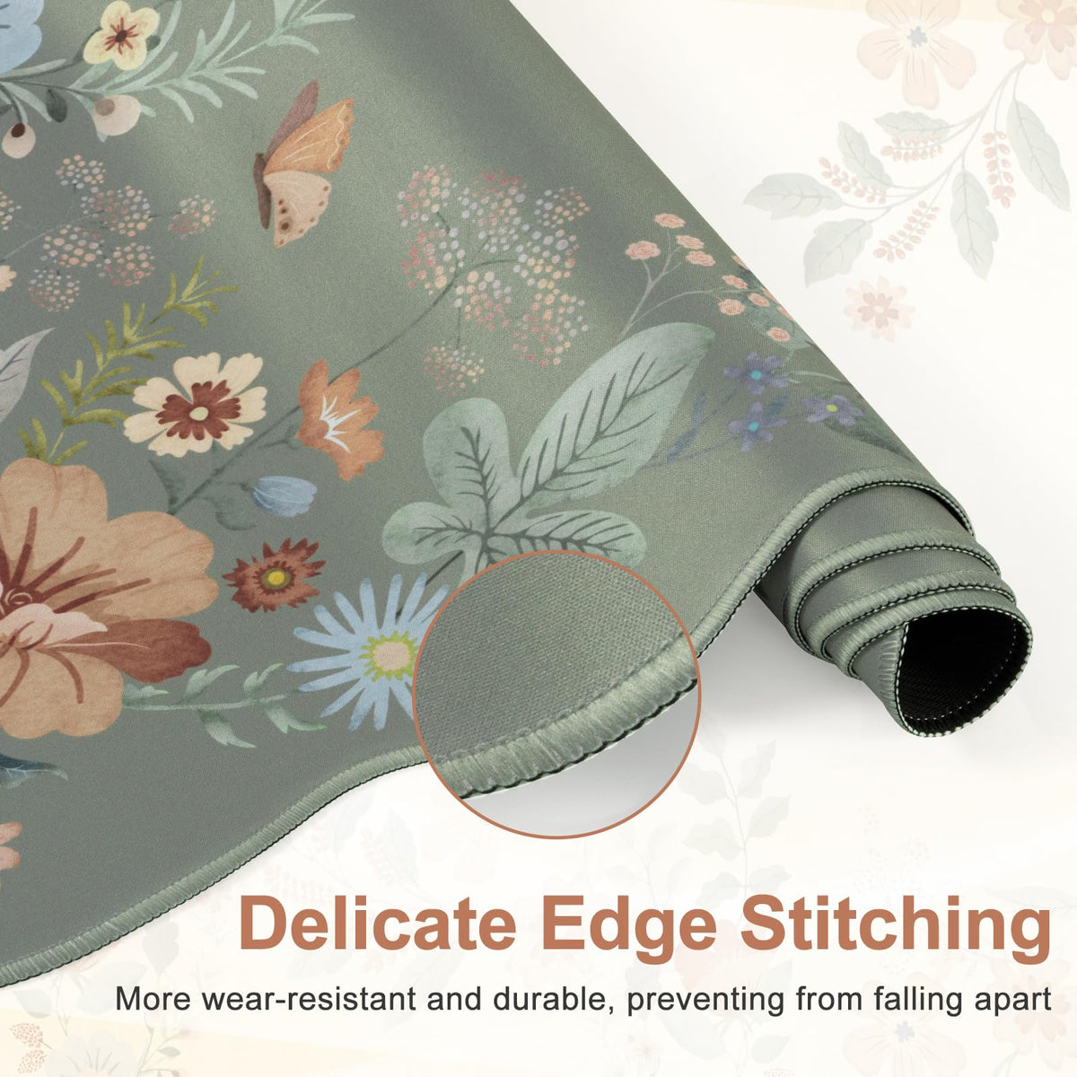 iLeadon Mouse Pad Set and Keyboard Wrist Rest, Floral Scalloped Desk Mat