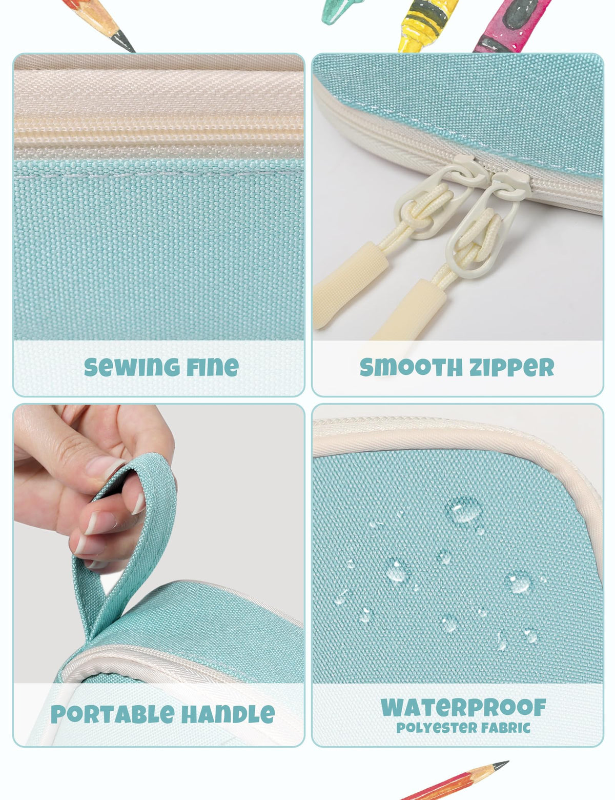 SUNEE Cute Pencil Case, Aesthetic Pen Pouch, Colored Large Pencil Bag with Zipper, Kawaii