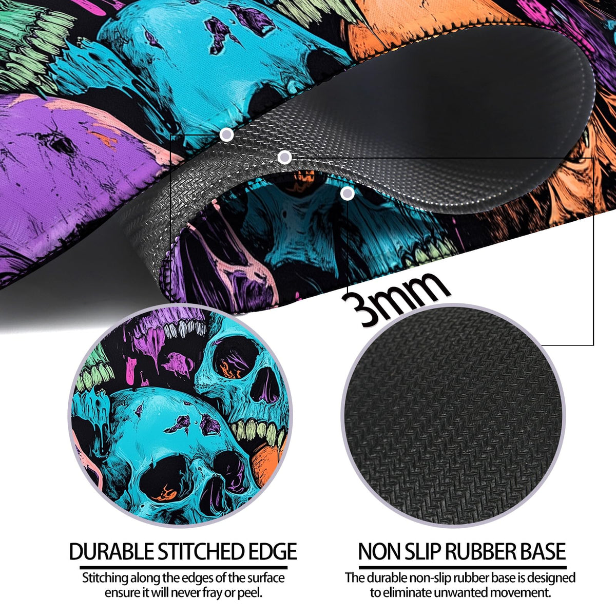 JIANG100 Dark Gothic Skull Design Gaming Desk Mat, Extended Mouse Pad, XL