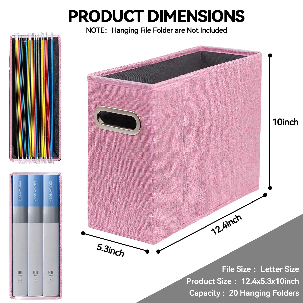 ComfortKeeper 4 Packs Letter Size File Organizer, File Folders Organizer, Fabric Storage Box