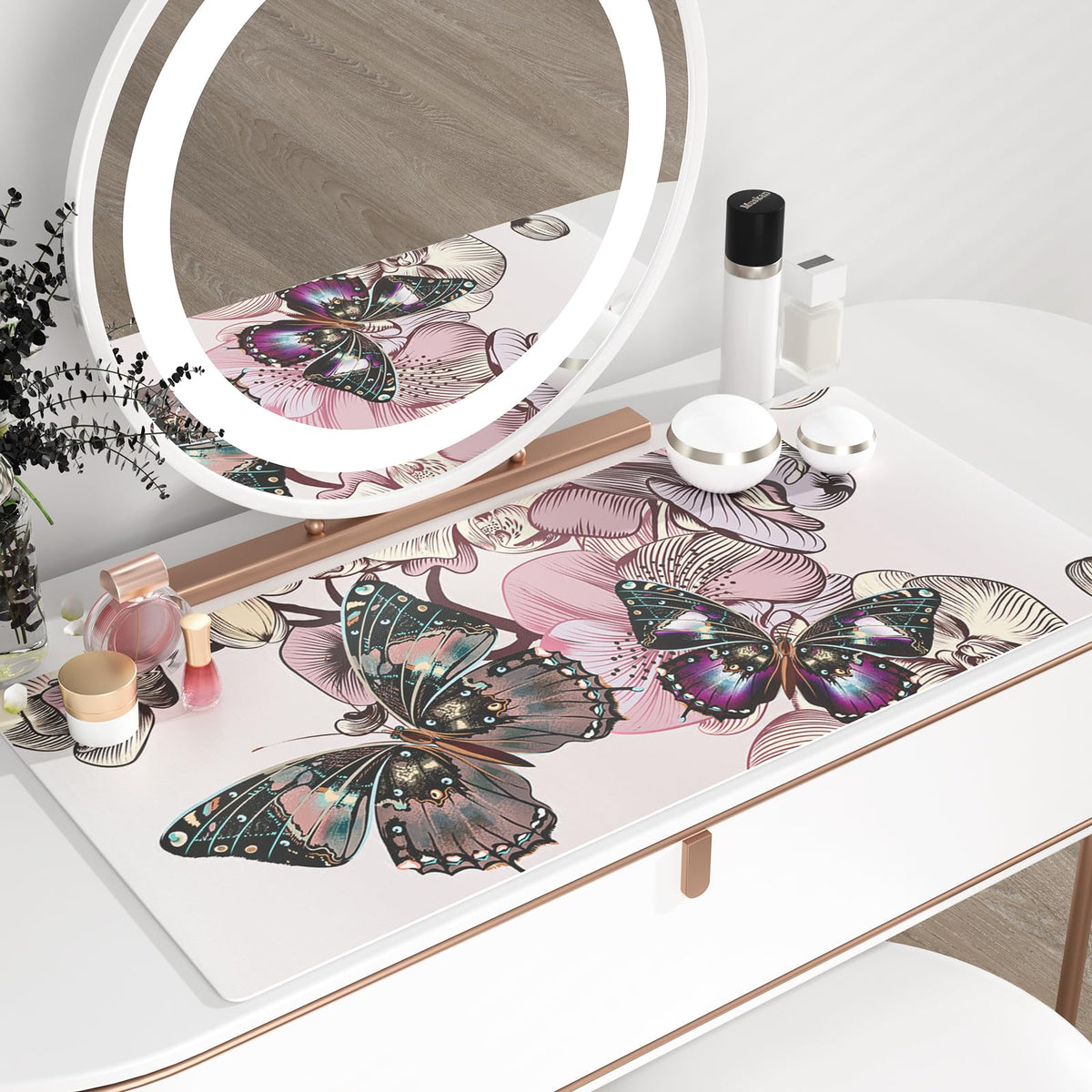 QiyI PU Leather Large Mouse Pad, Office Decor, 31.5" x 15.7", Butterflies