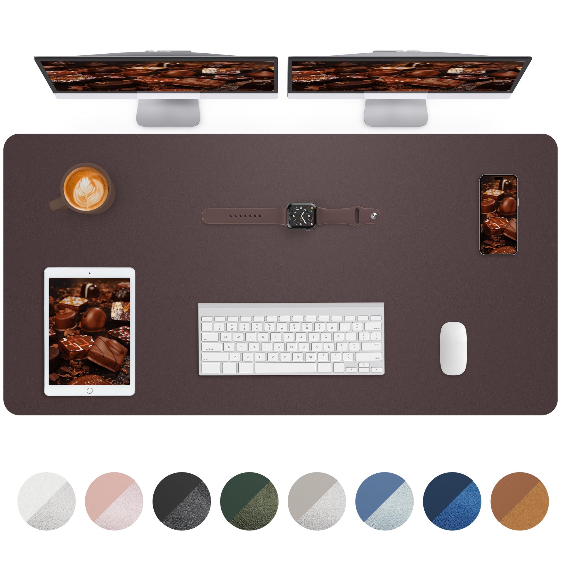 Leather Desk Pad Protector,48" x 23"Large Desk mat,Office Desk Mat, Non-Slip PU Leather Desk