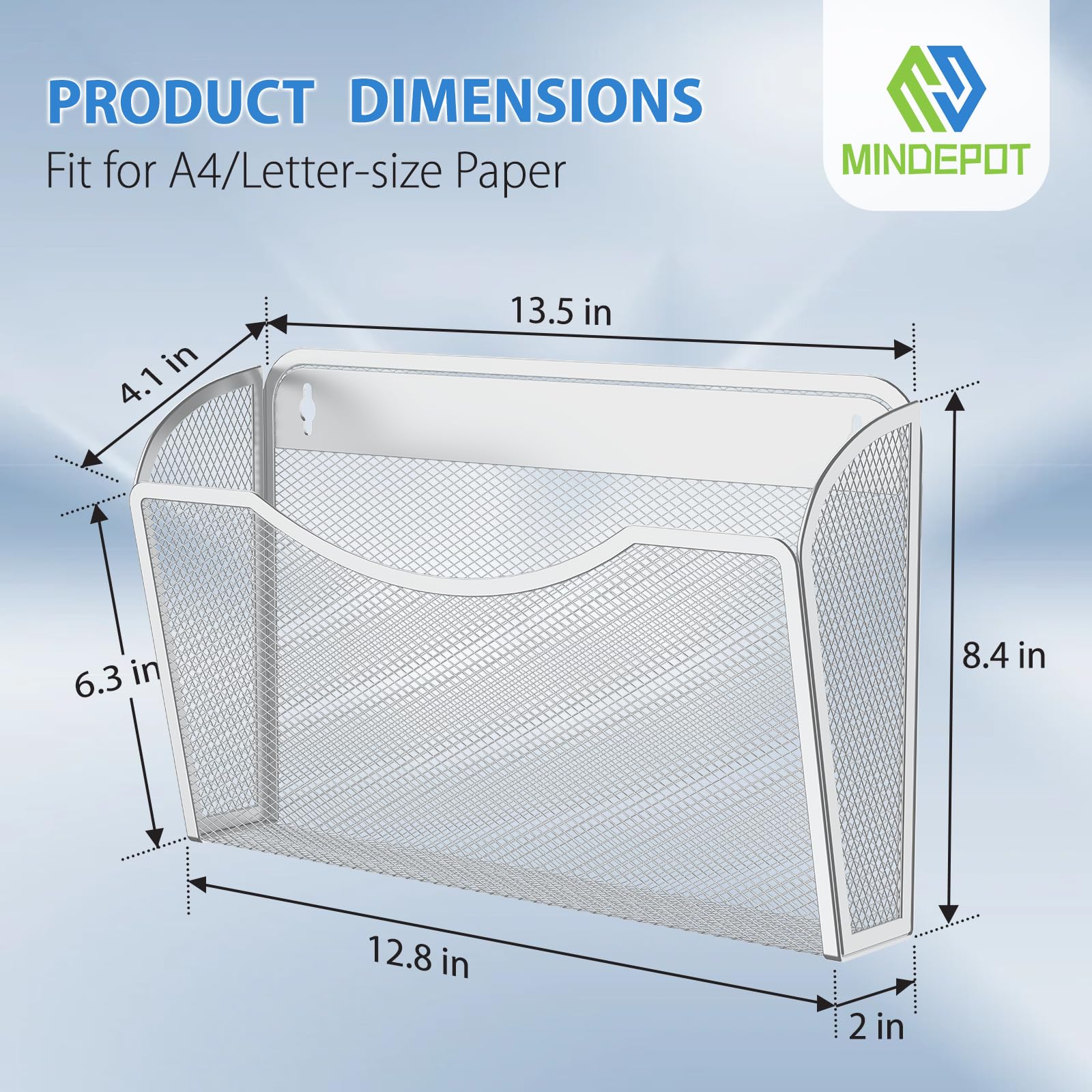 MINDEPOT Wall File Organizer, Hanging Wall File Holder, 3 Pack, Silver